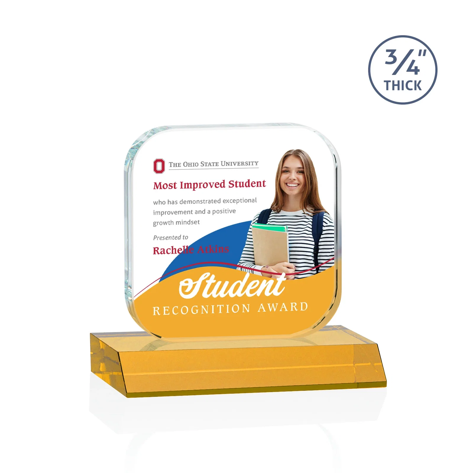 Branded Starfire Crystal App-Icon Award on a Mitered Crystal Base, awards for dealer and partner awards
