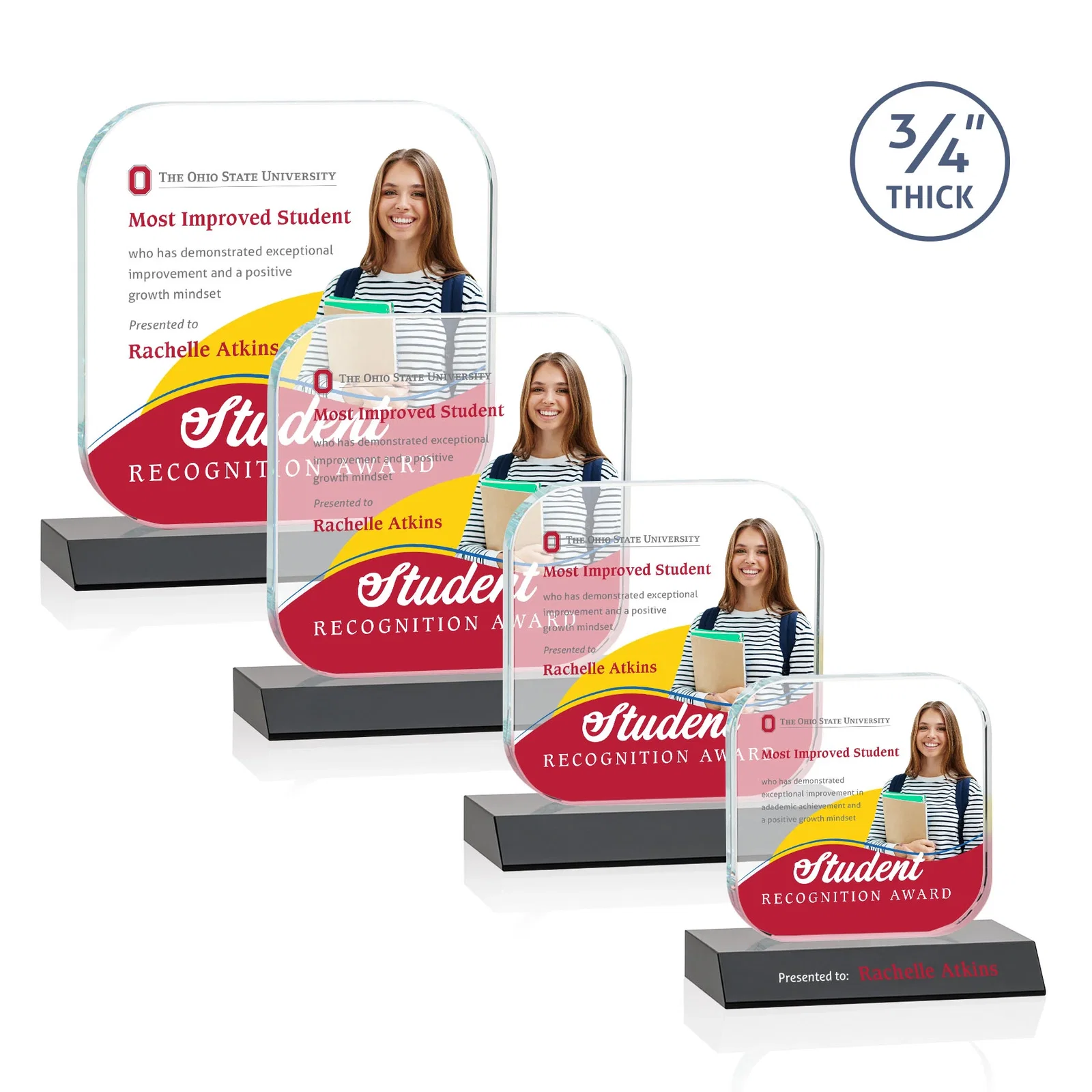 Custom printed Starfire Crystal App-Icon Award on a Mitered Crystal Base, awards for graduation ceremonies