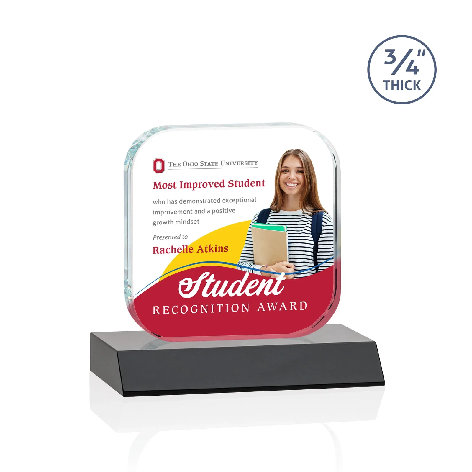Custom printed Starfire Crystal App-Icon Award on a Mitered Crystal Base, awards for safety achievement programs
