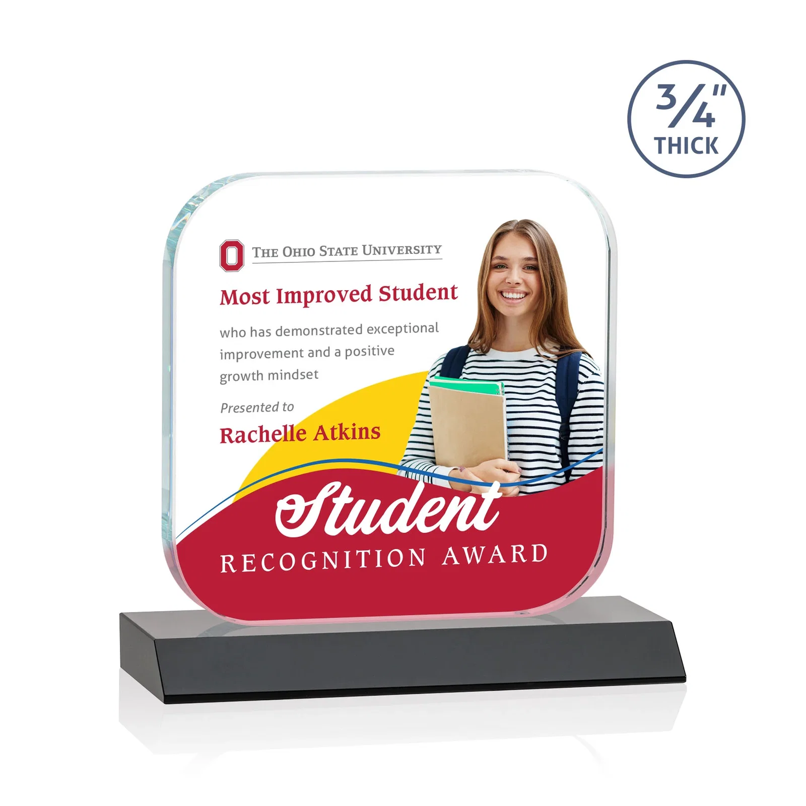 Custom printed Starfire Crystal App-Icon Award on a Mitered Crystal Base, awards for dealer and partner awards