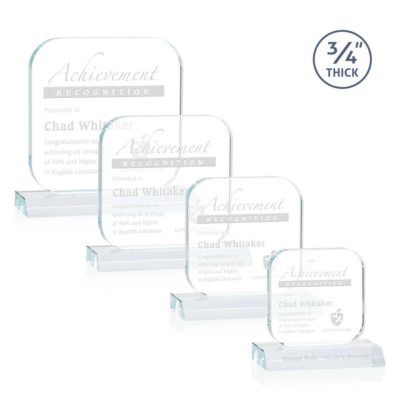 Custom Starfire Crystal App-Icon Award on a Mitered Crystal Base, awards for team milestone celebrations