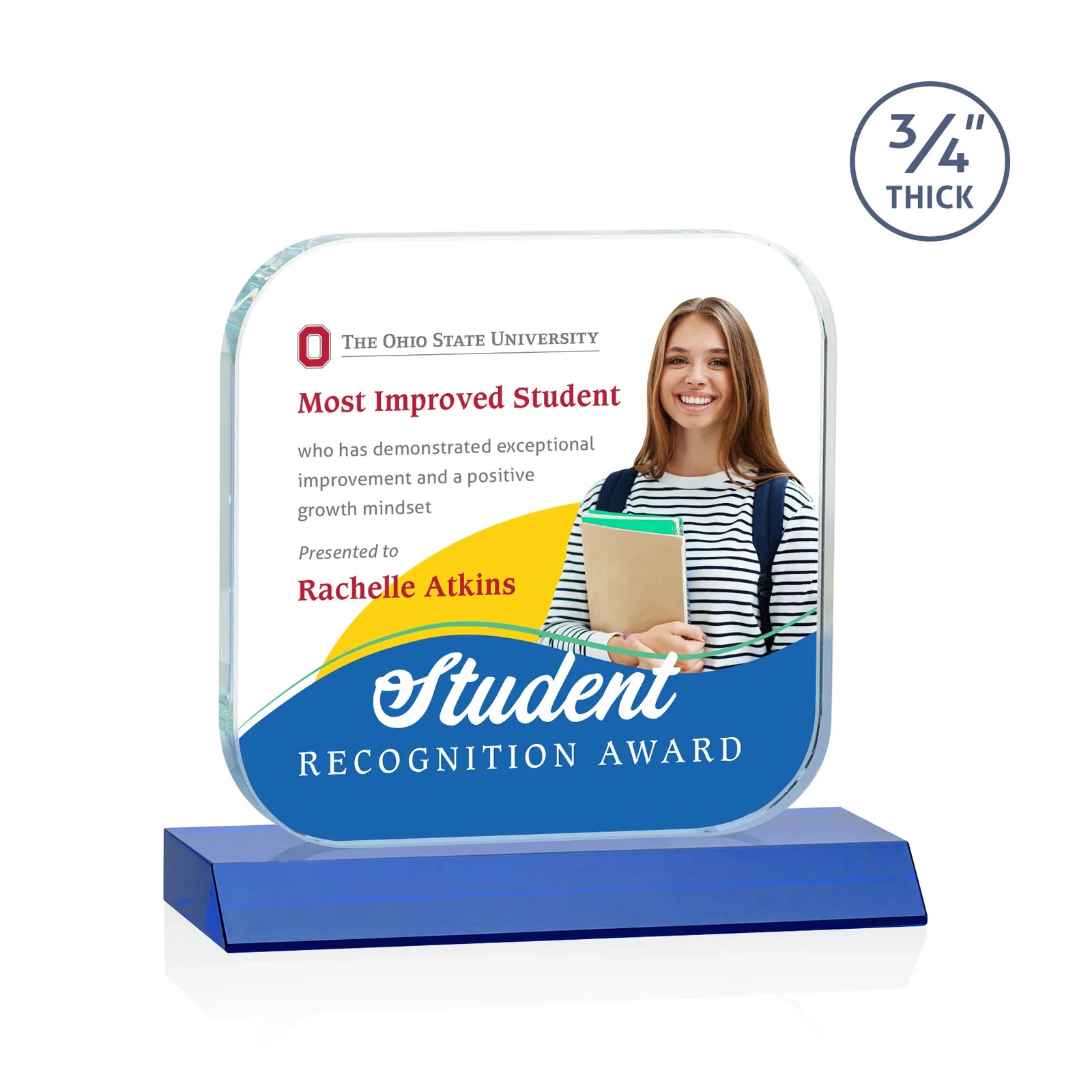 Customized Starfire Crystal App-Icon Award on a Mitered Crystal Base, awards for sales achievement awards