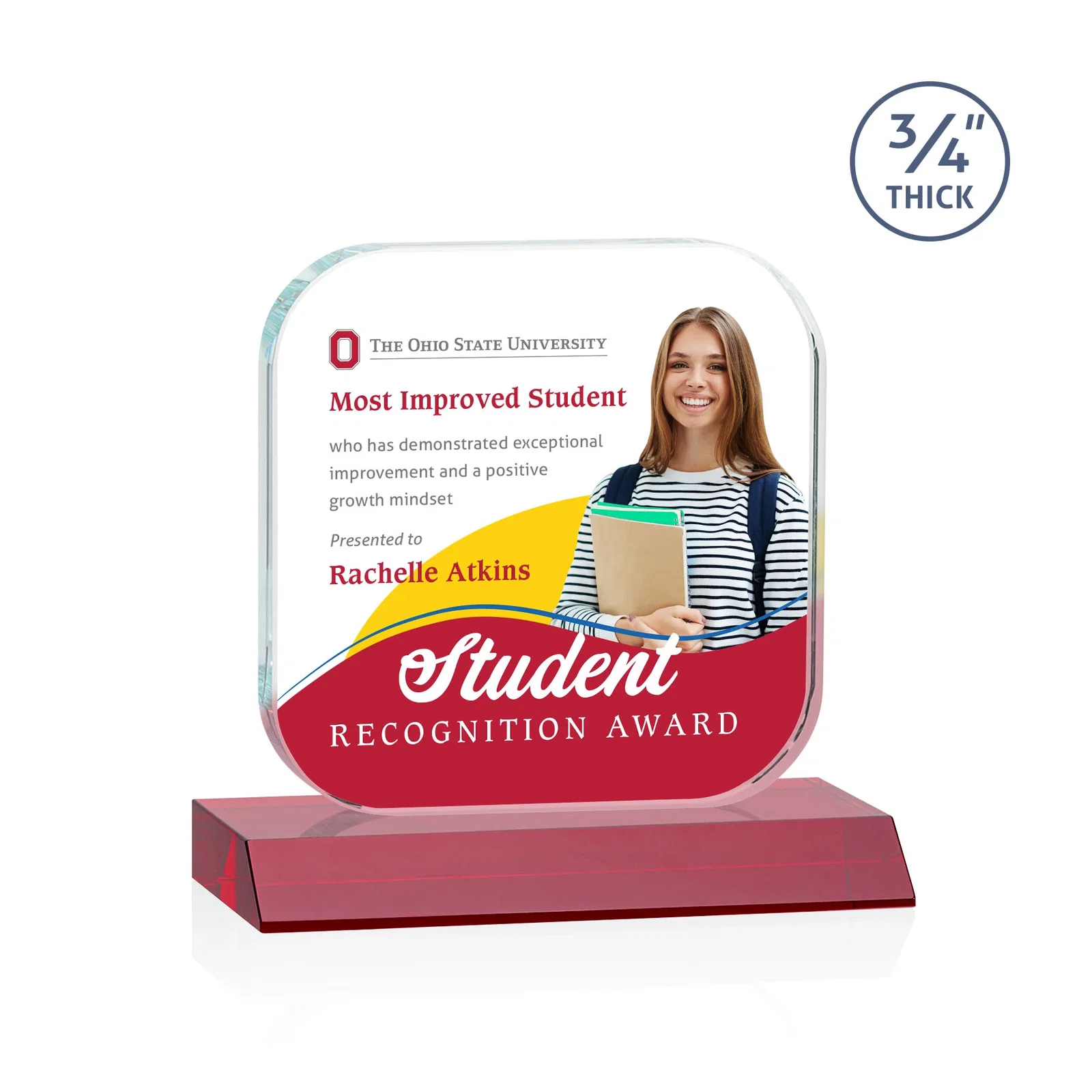Customized Starfire Crystal App-Icon Award on a Mitered Crystal Base, awards for graduation ceremonies