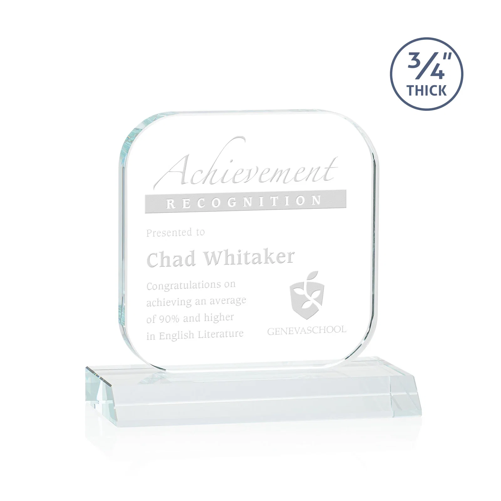 Custom Starfire Crystal App-Icon Award on a Mitered Crystal Base, awards for graduation ceremonies
