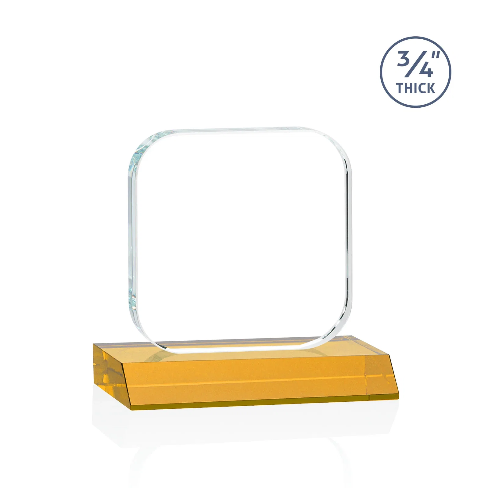 Custom Starfire Crystal App-Icon Award on a Mitered Crystal Base, awards, with your logo for retirement presentations
