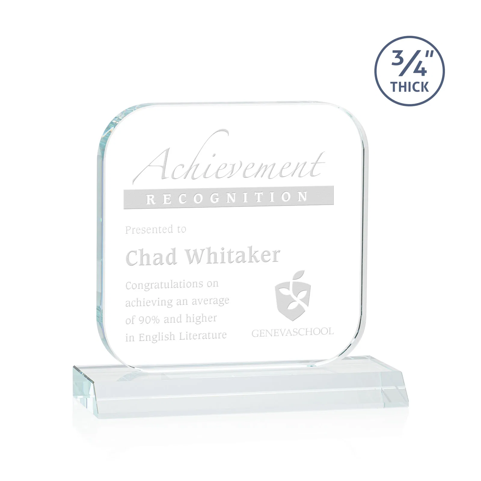 Custom Starfire Crystal App-Icon Award on a Mitered Crystal Base, awards for safety achievement programs
