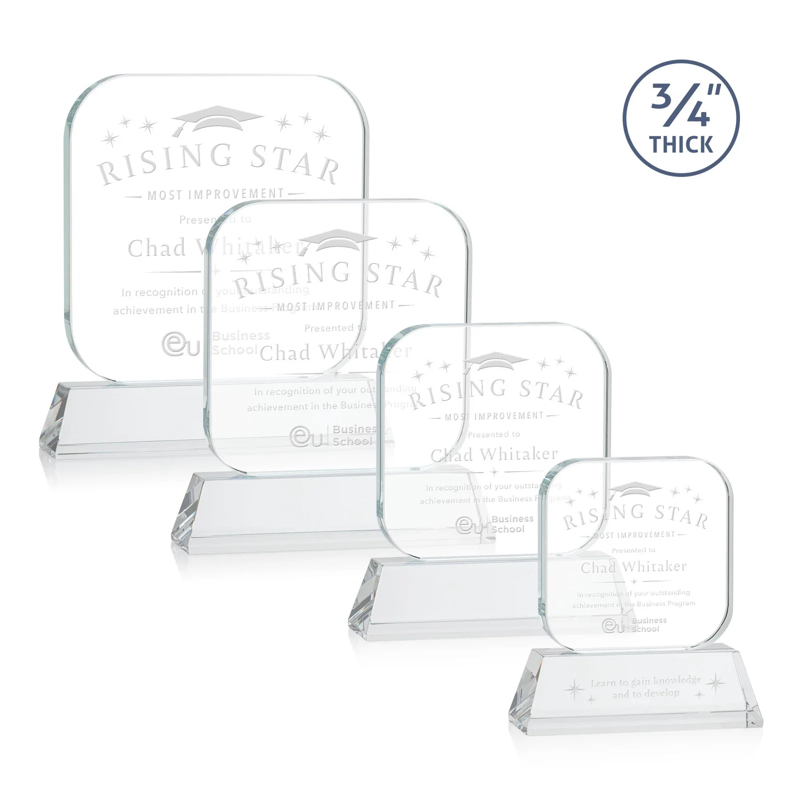Custom Starfire Crystal App-Icon Award on an Optical Crystal Base, awards for employee recognition
