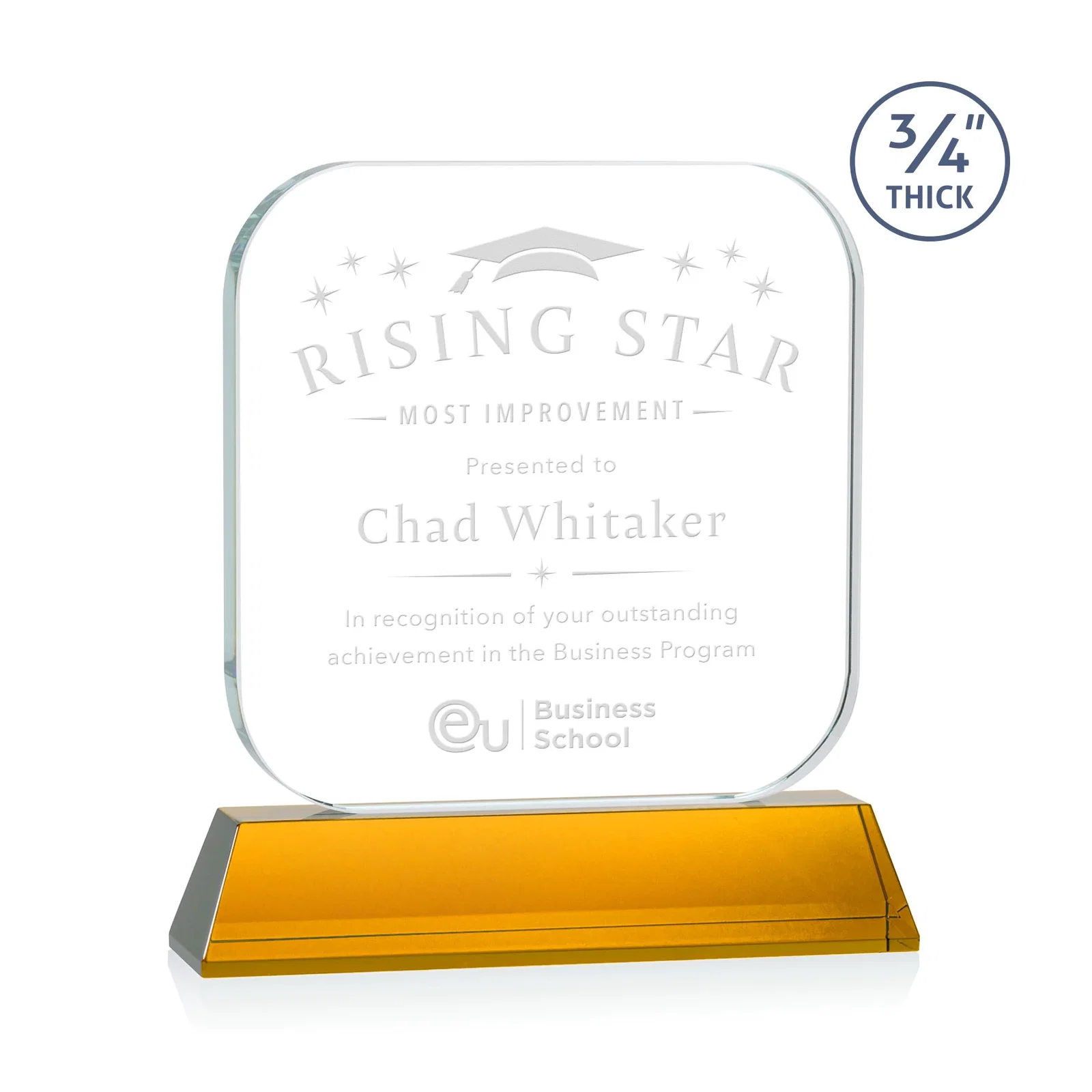Custom Starfire Crystal App-Icon Award on an Optical Crystal Base, awards for volunteer appreciation