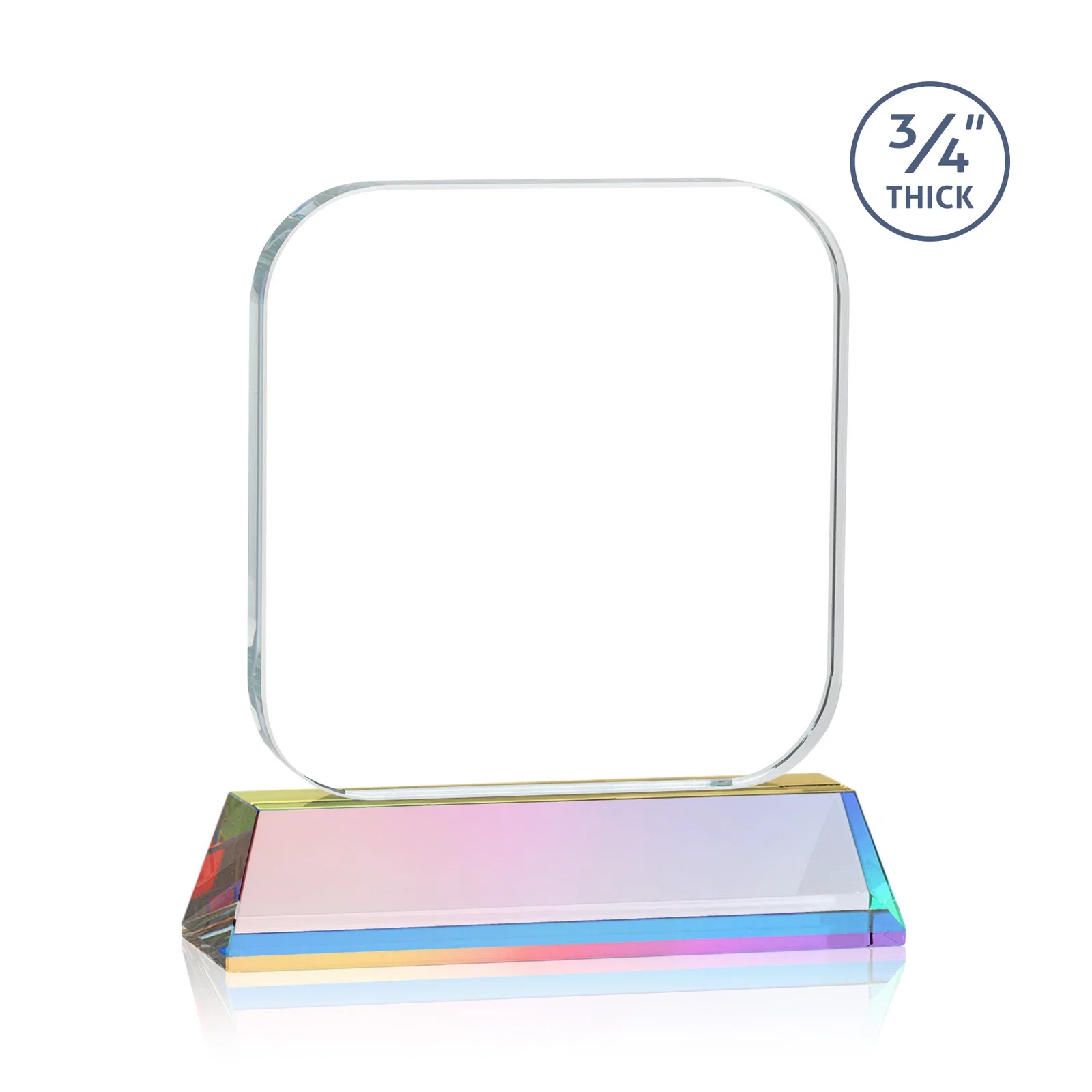 Branded Starfire Crystal App-Icon Award on an Optical Crystal Base, awards, with your logo for retirement presentations