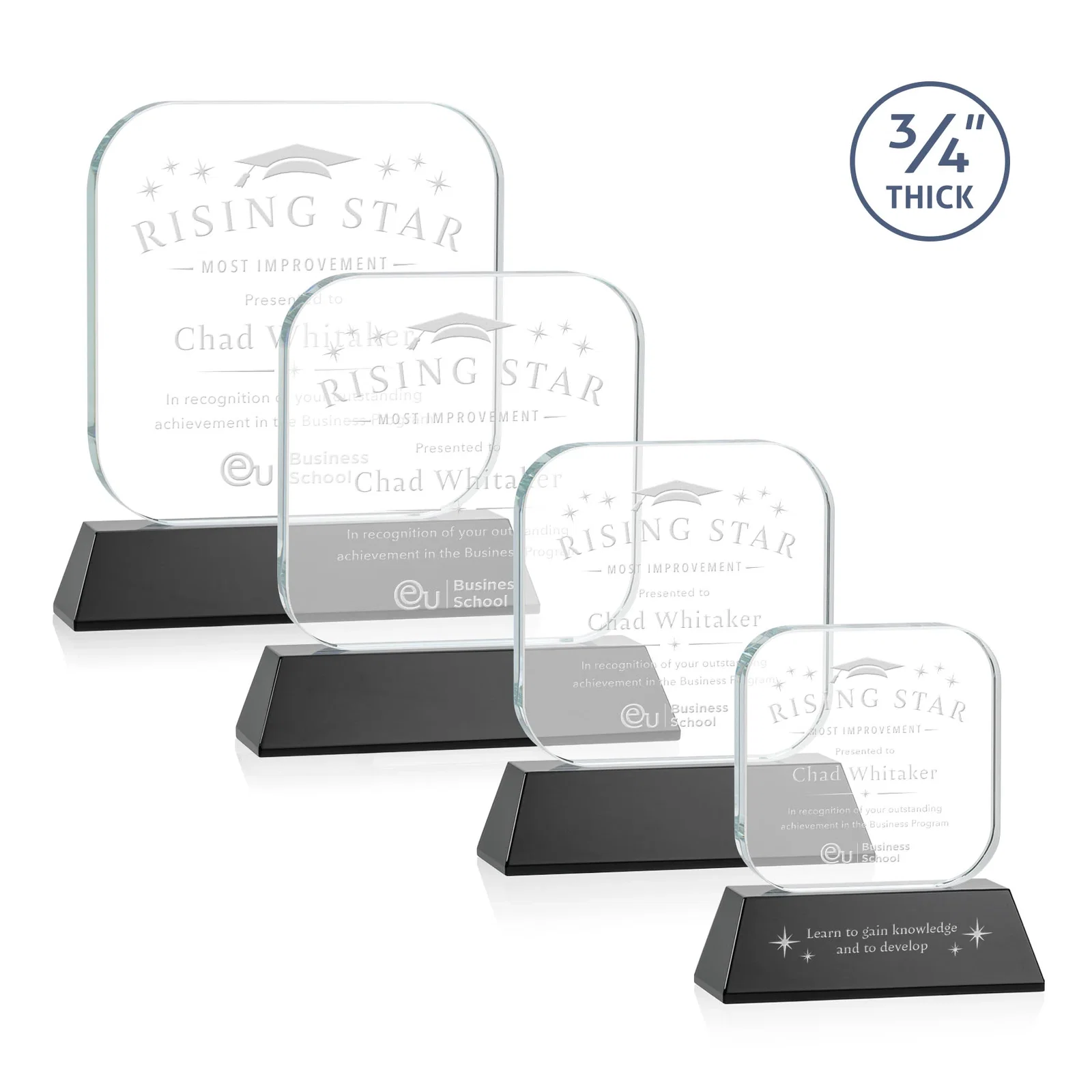 Personalized Starfire Crystal App-Icon Award on an Optical Crystal Base, awards for sales achievement awards