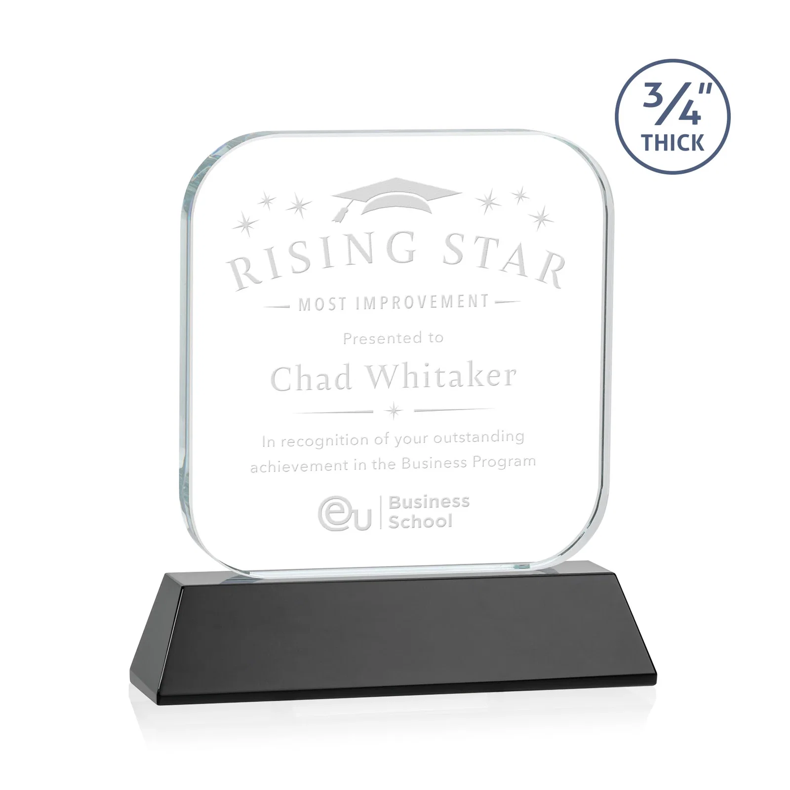 Personalized Starfire Crystal App-Icon Award on an Optical Crystal Base, awards for donor appreciation