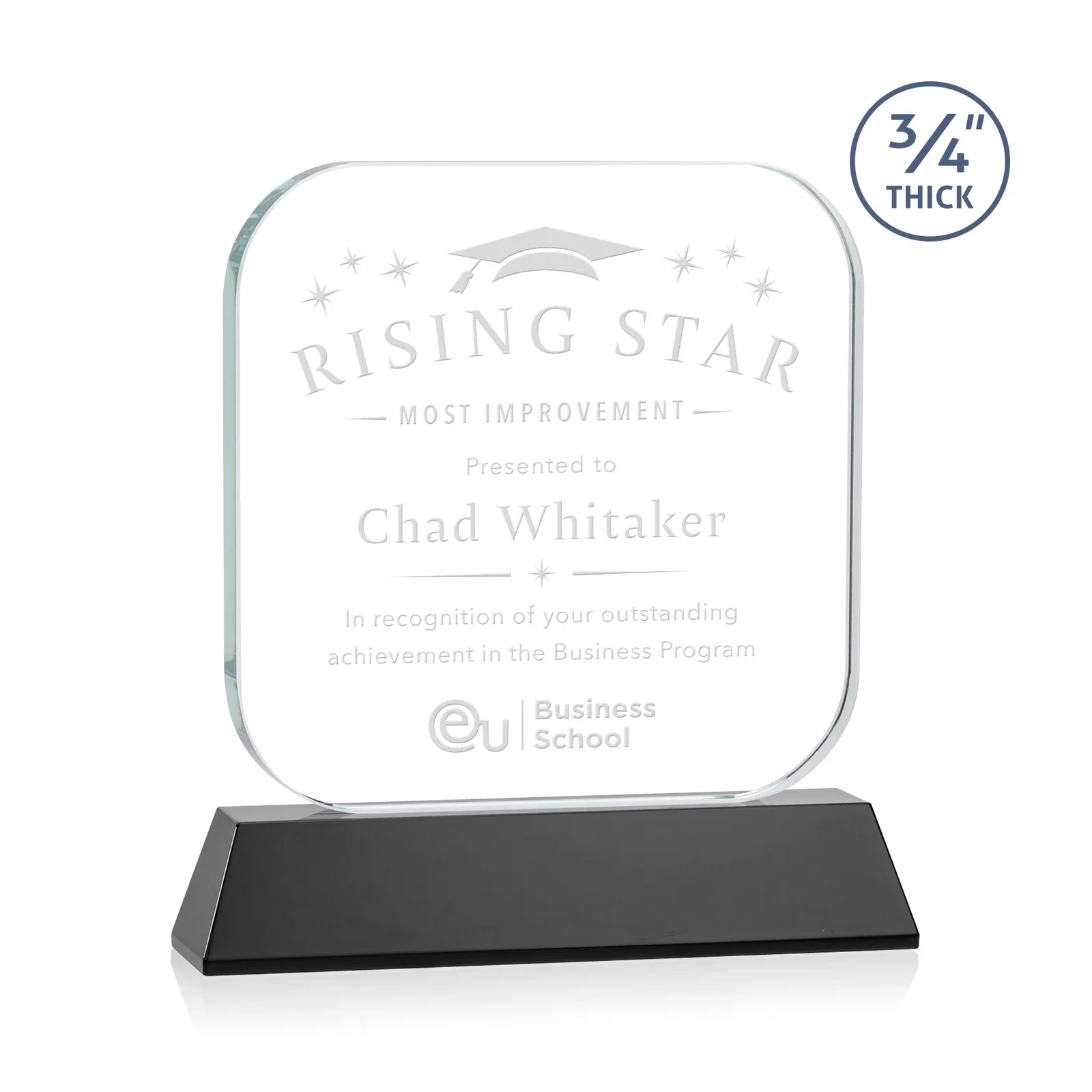 Personalized Starfire Crystal App-Icon Award on an Optical Crystal Base, awards for graduation ceremonies