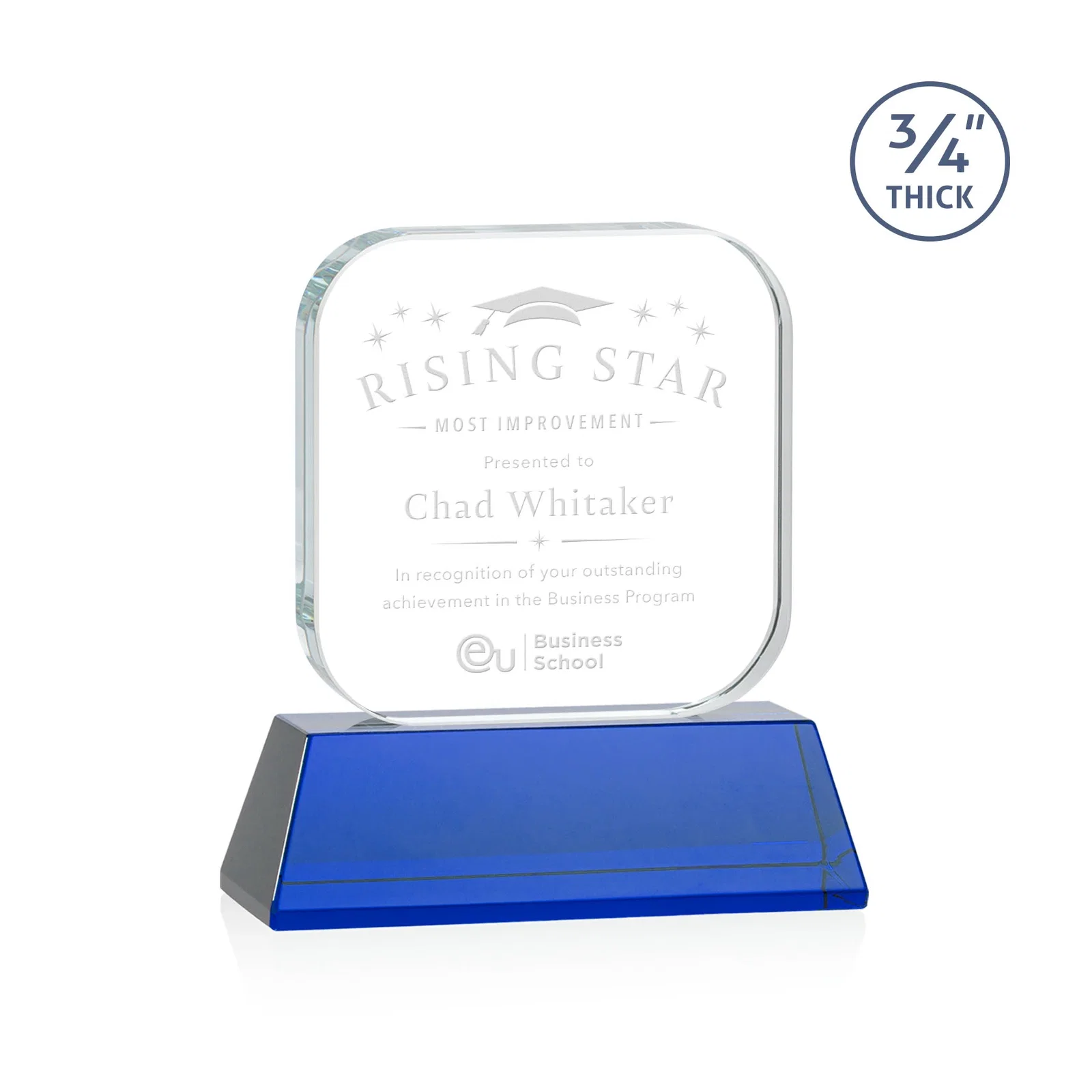 Personalized Starfire Crystal App-Icon Award on an Optical Crystal Base, awards for volunteer appreciation