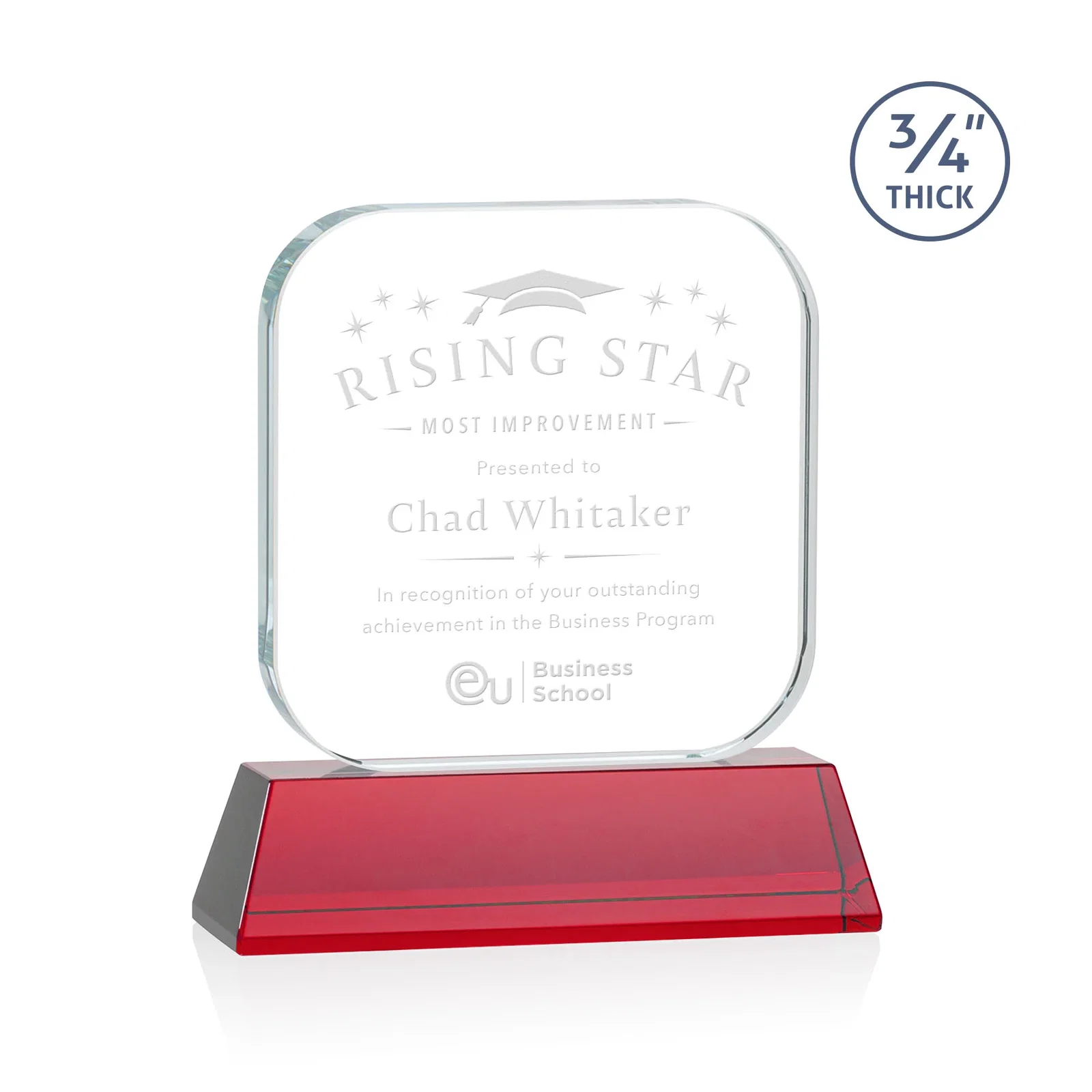 Promotional Starfire Crystal App-Icon Award on an Optical Crystal Base, awards for sales achievement awards
