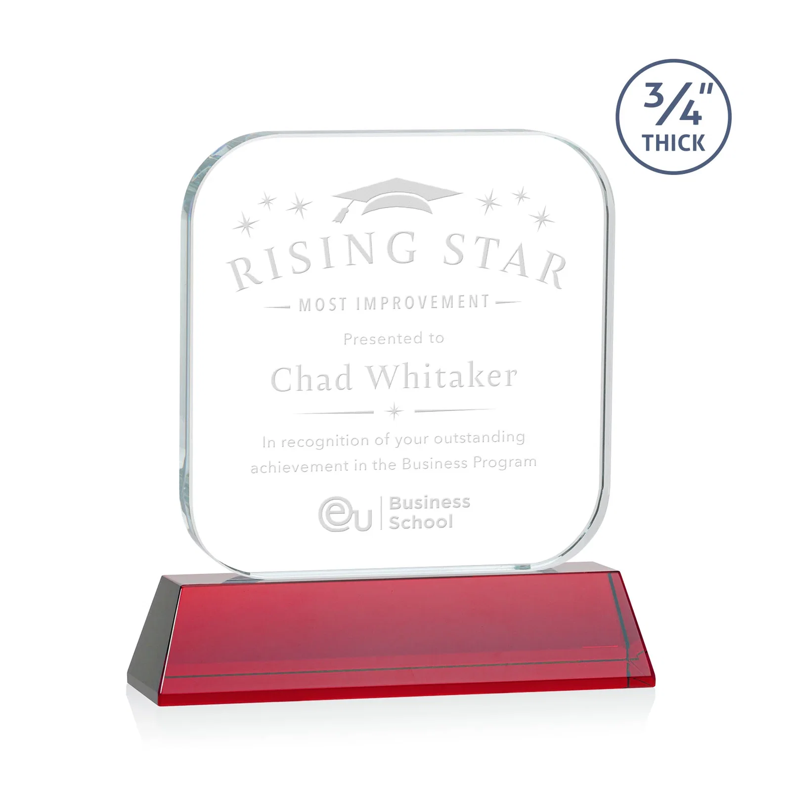 Promotional Starfire Crystal App-Icon Award on an Optical Crystal Base, awards for retirement presentations