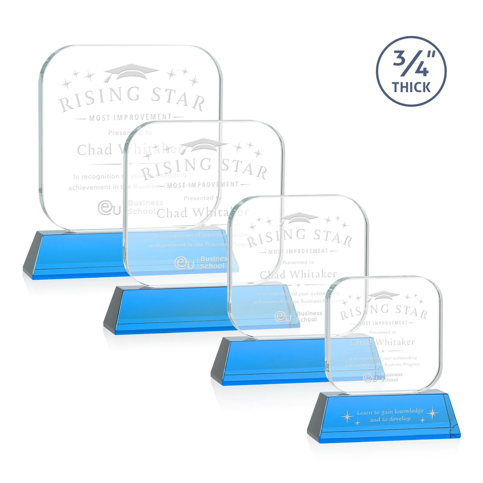 Promotional Starfire Crystal App-Icon Award on an Optical Crystal Base, awards for donor appreciation