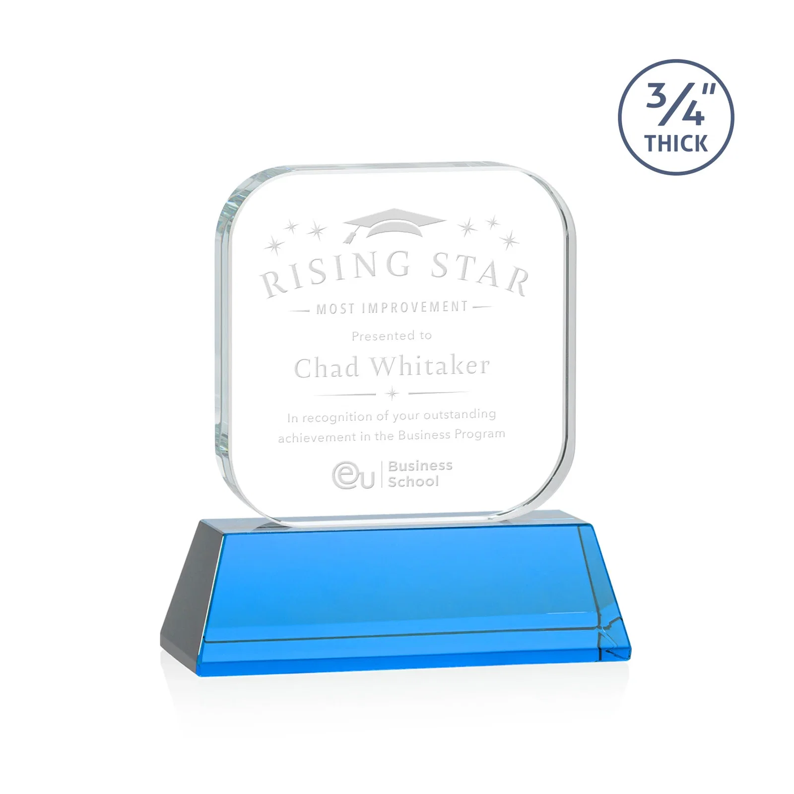 Promotional Starfire Crystal App-Icon Award on an Optical Crystal Base, awards for graduation ceremonies