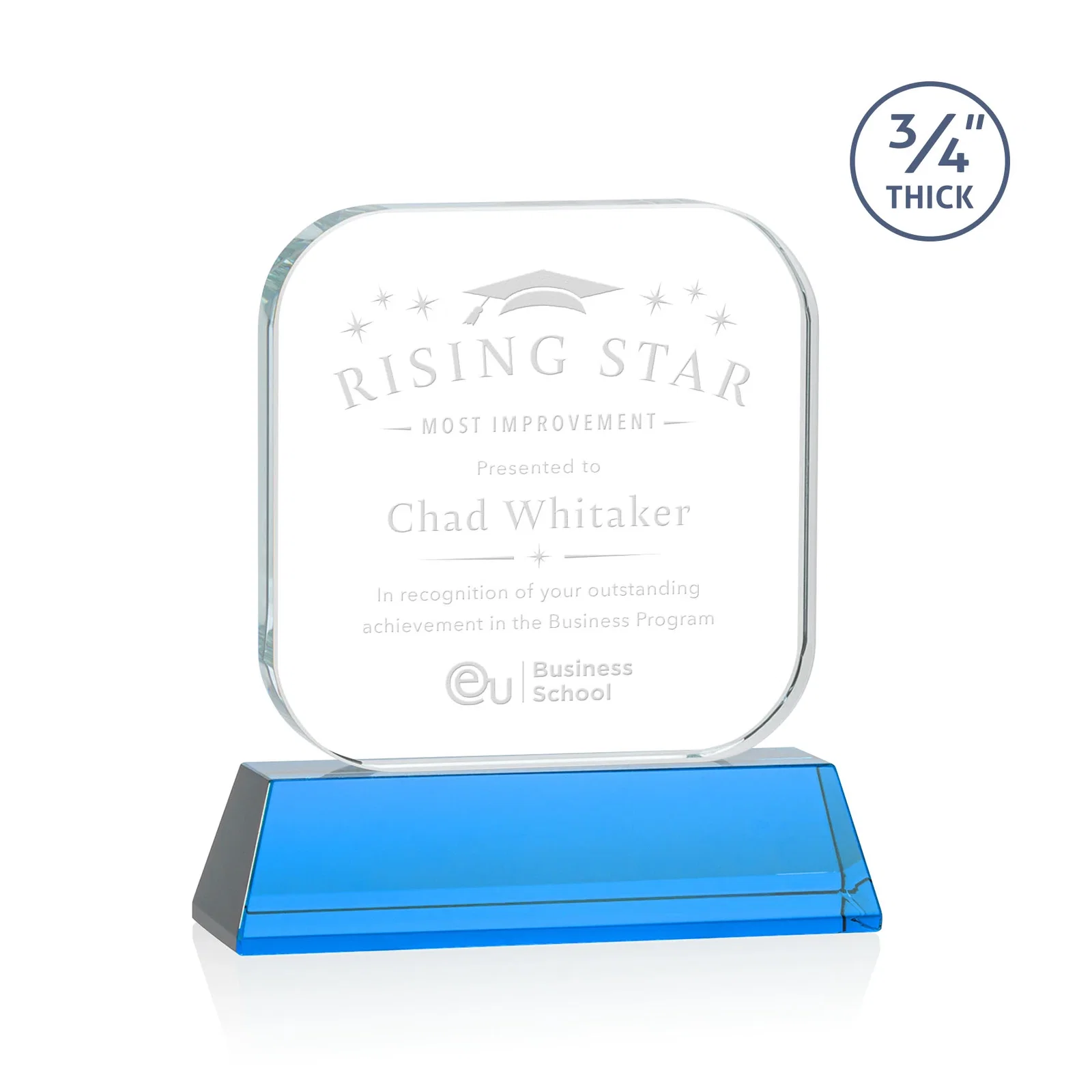 Promotional Starfire Crystal App-Icon Award on an Optical Crystal Base, awards for safety achievement programs