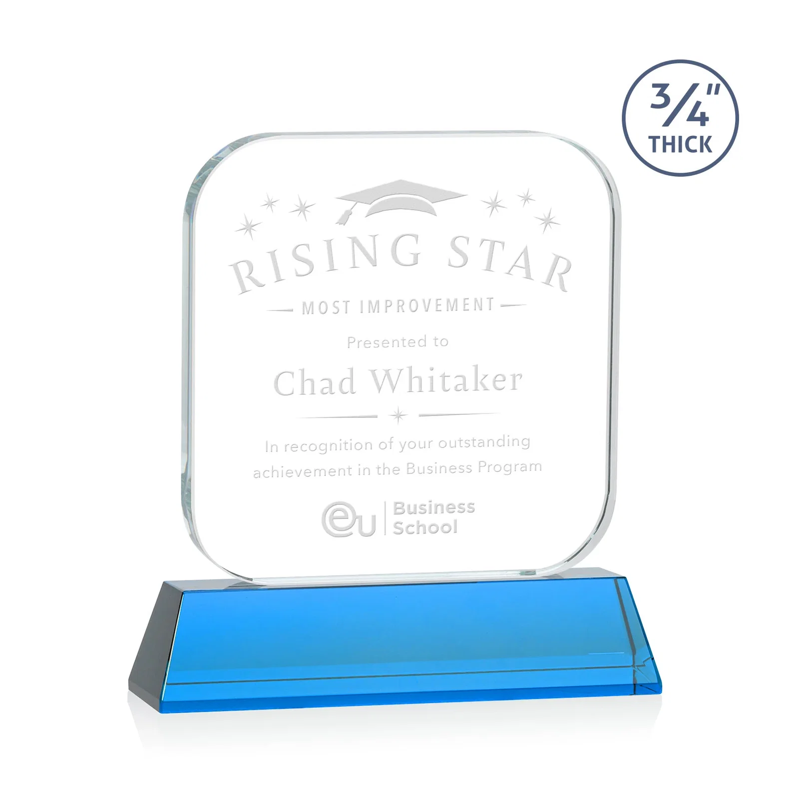 Promotional Starfire Crystal App-Icon Award on an Optical Crystal Base, awards for volunteer appreciation