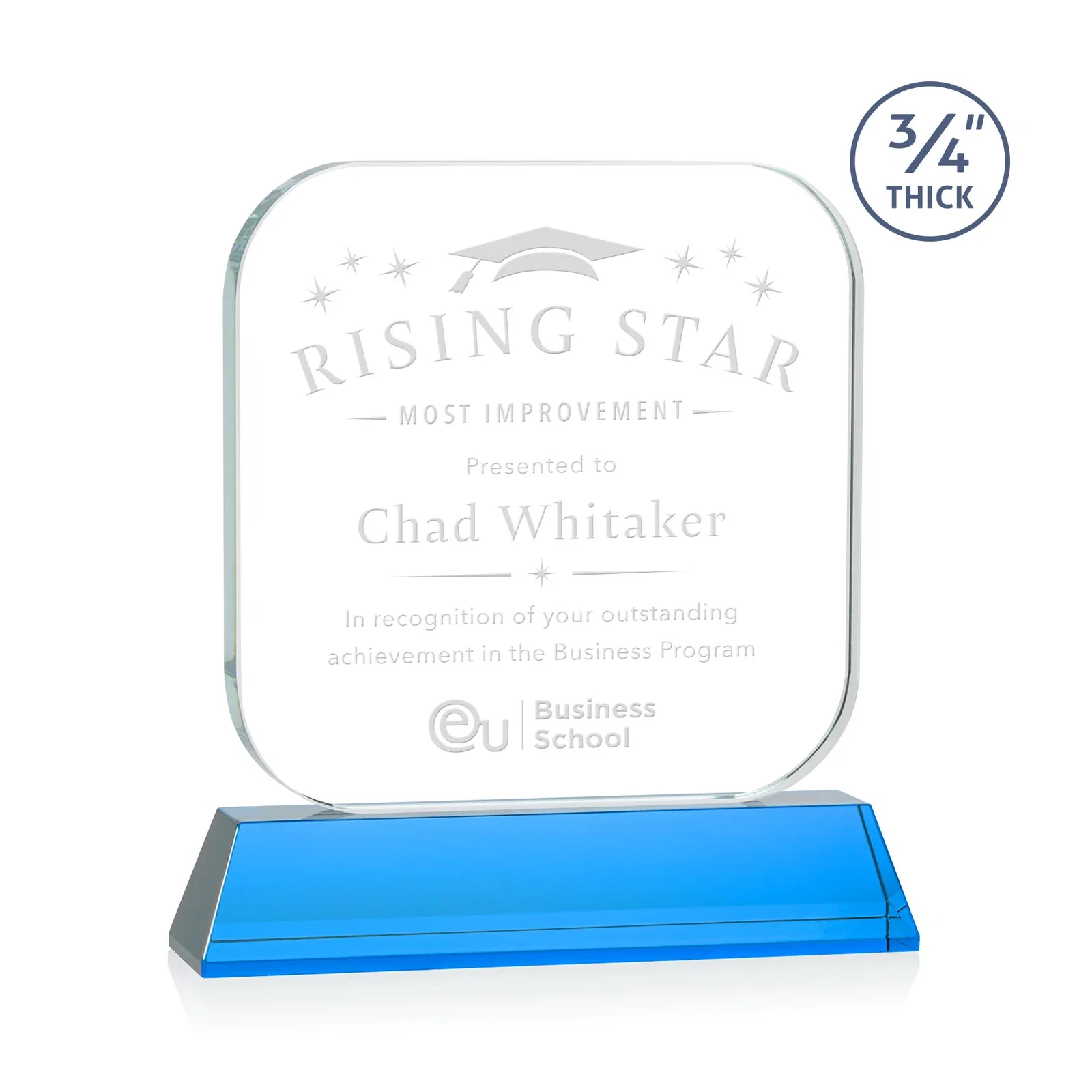 Promotional Starfire Crystal App-Icon Award on an Optical Crystal Base, awards for dealer and partner awards