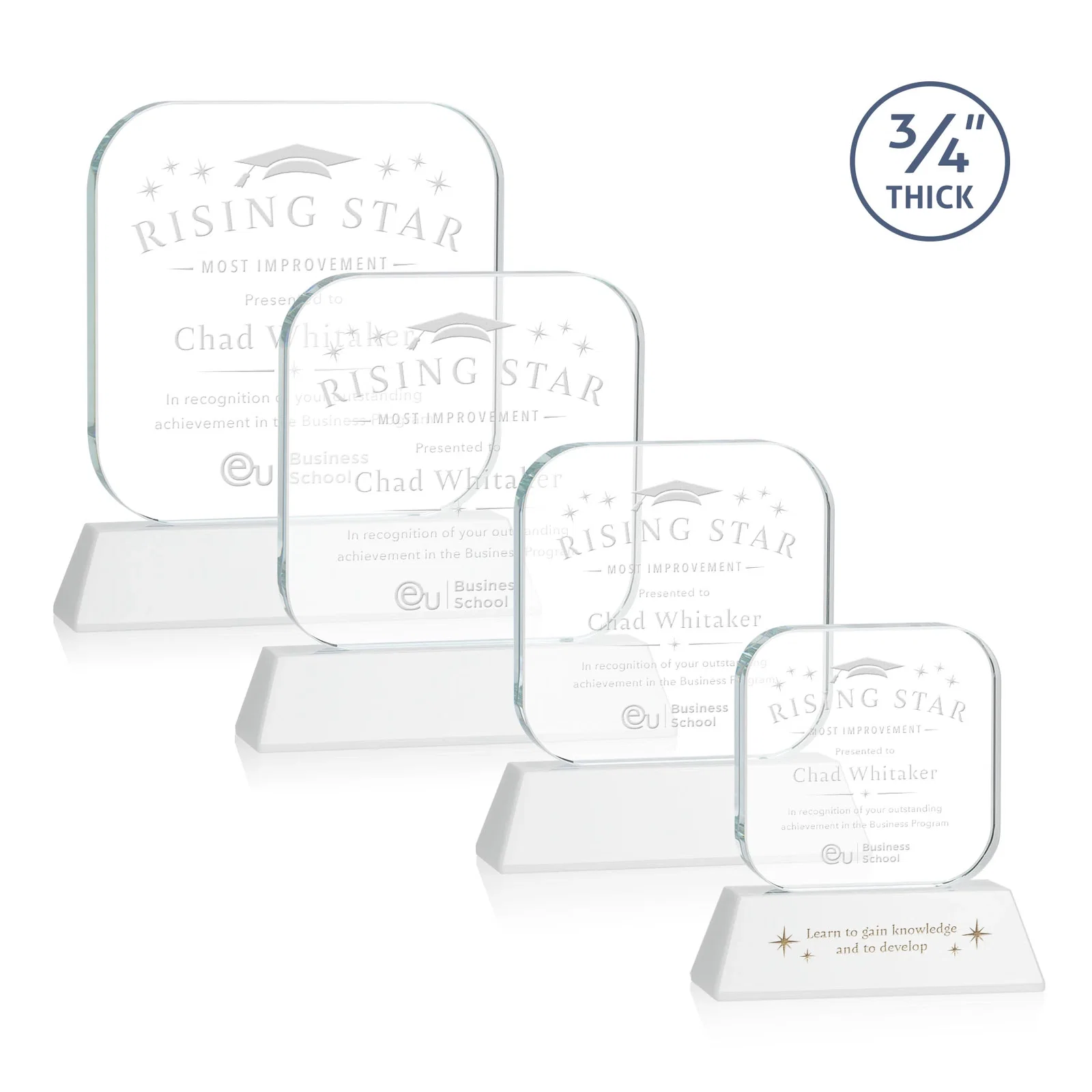 Promotional Starfire Crystal App-Icon Award on an Optical Crystal Base, awards for company anniversary events