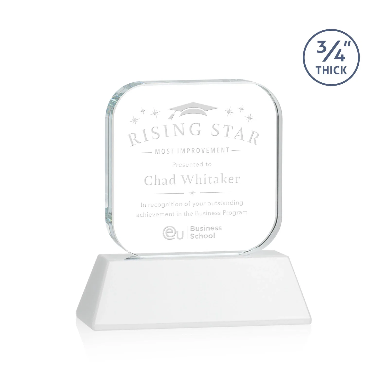 Branded Starfire Crystal App-Icon Award on an Optical Crystal Base, awards for employee recognition