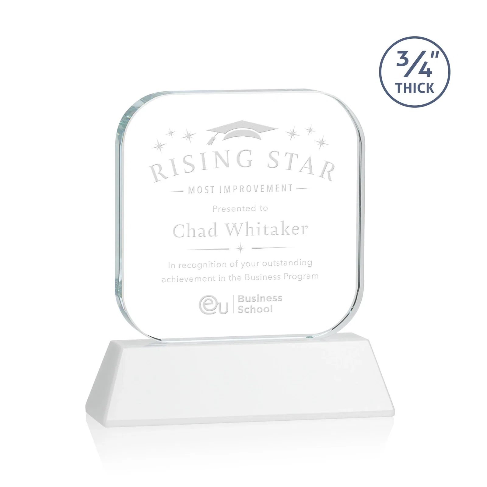 Branded Starfire Crystal App-Icon Award on an Optical Crystal Base, awards for corporate award ceremonies