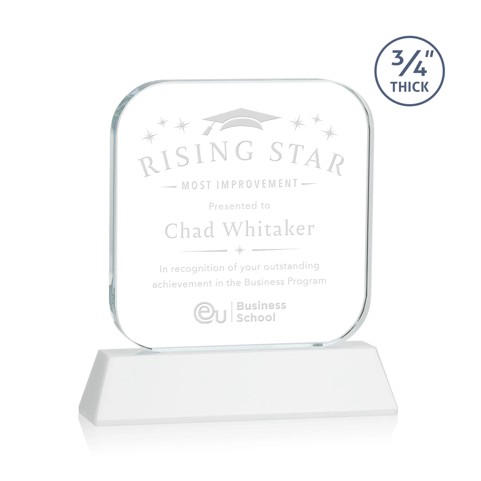 Branded Starfire Crystal App-Icon Award on an Optical Crystal Base, awards for service anniversary gifts