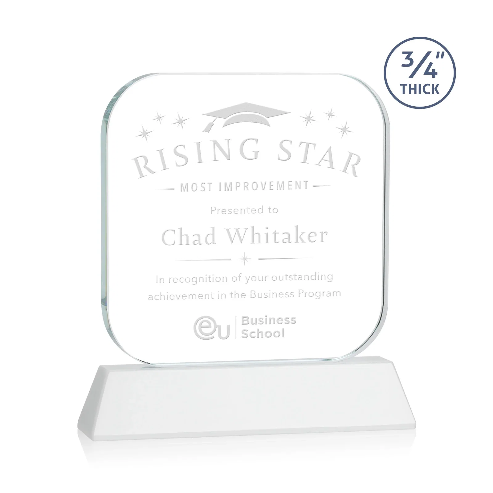 Branded Starfire Crystal App-Icon Award on an Optical Crystal Base, awards for sales achievement awards