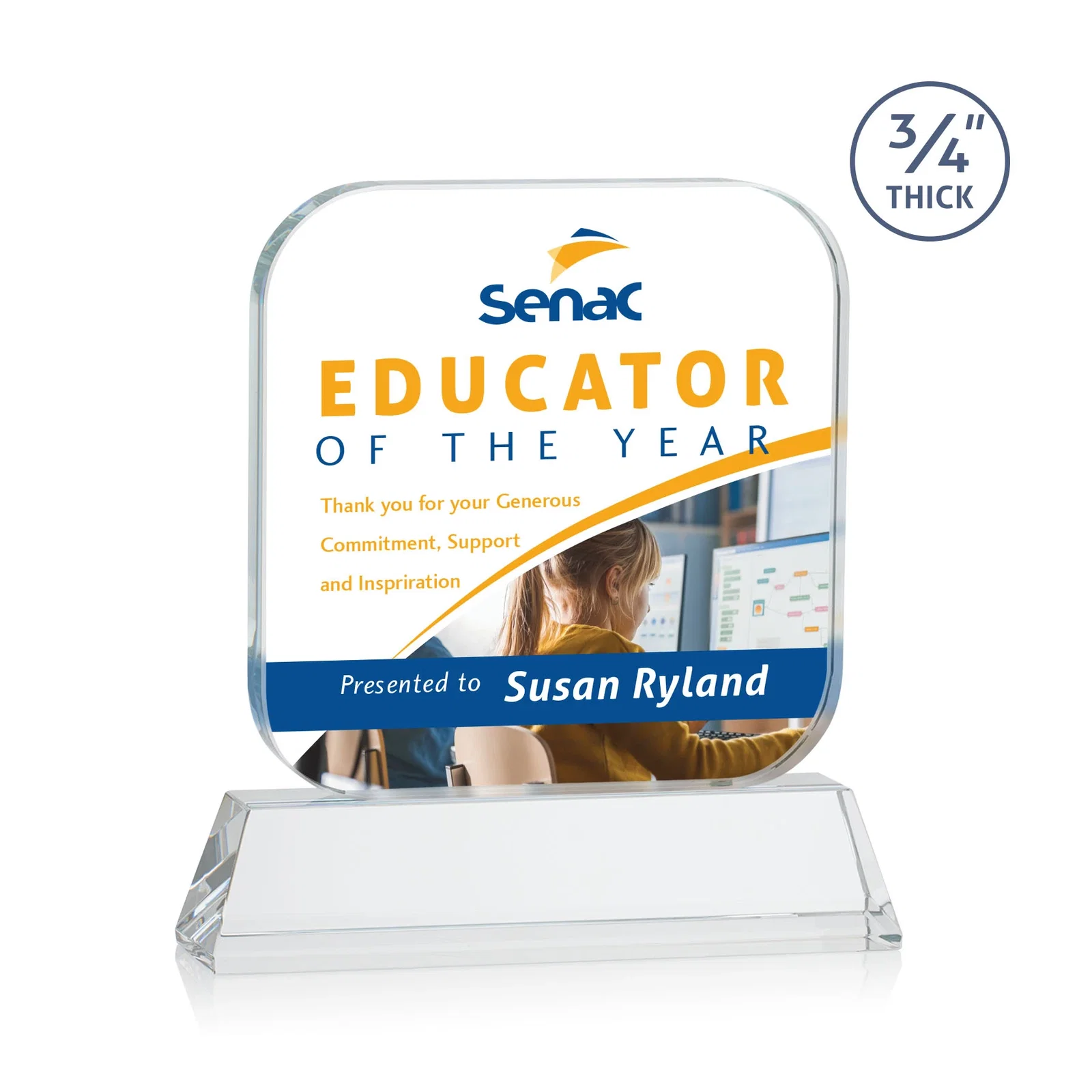 Branded Starfire Crystal App-Icon Award on an Optical Crystal Base, awards for graduation ceremonies