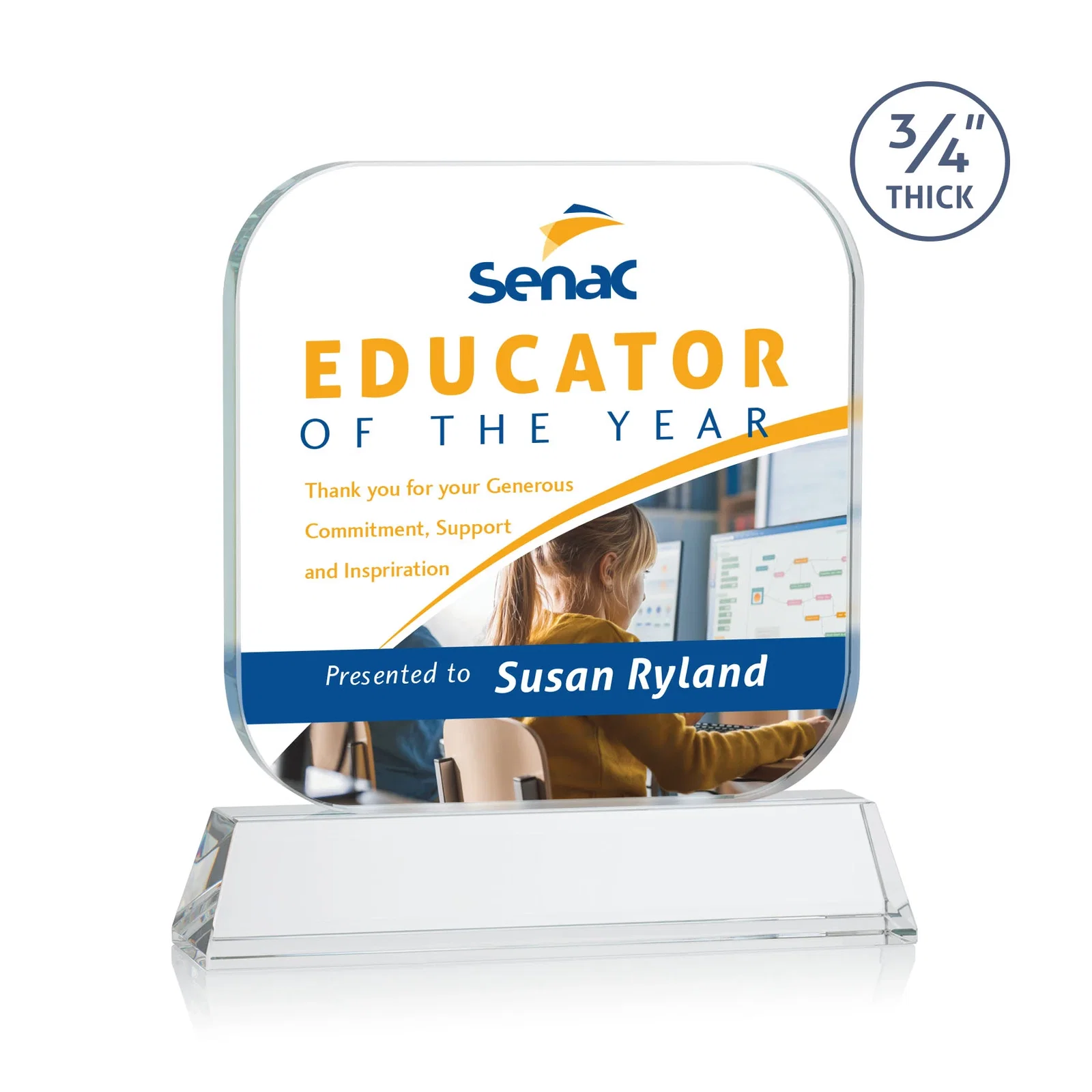 Branded Starfire Crystal App-Icon Award on an Optical Crystal Base, awards for safety achievement programs