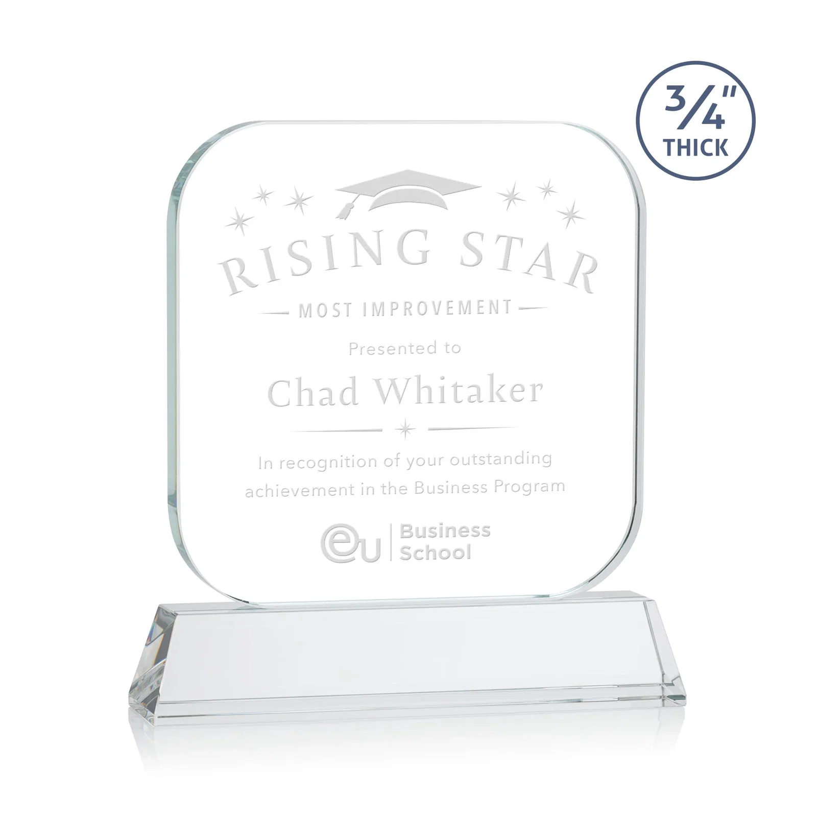 Custom Starfire Crystal App-Icon Award on an Optical Crystal Base, awards for retirement presentations