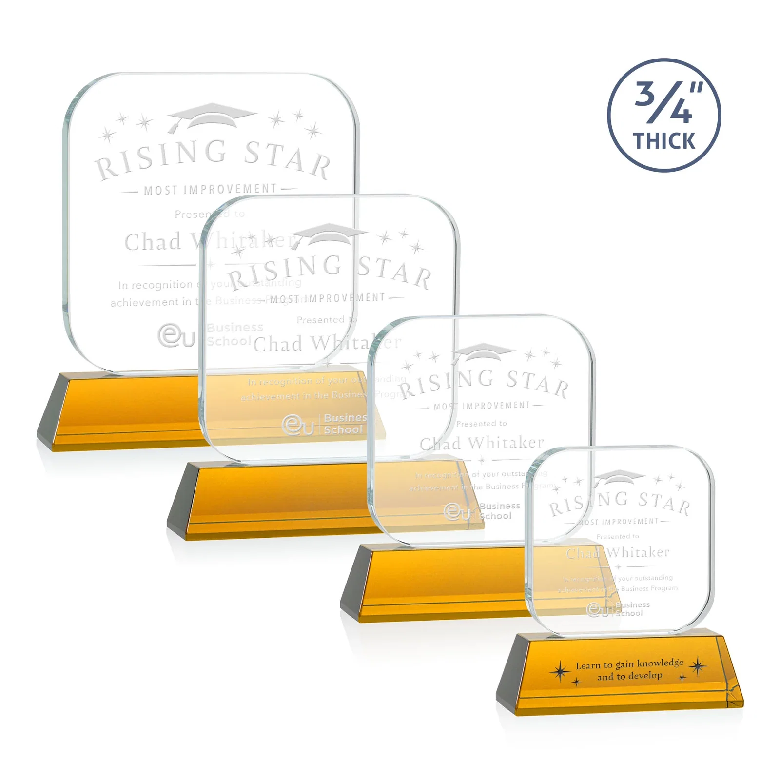 Custom Starfire Crystal App-Icon Award on an Optical Crystal Base, awards for team milestone celebrations