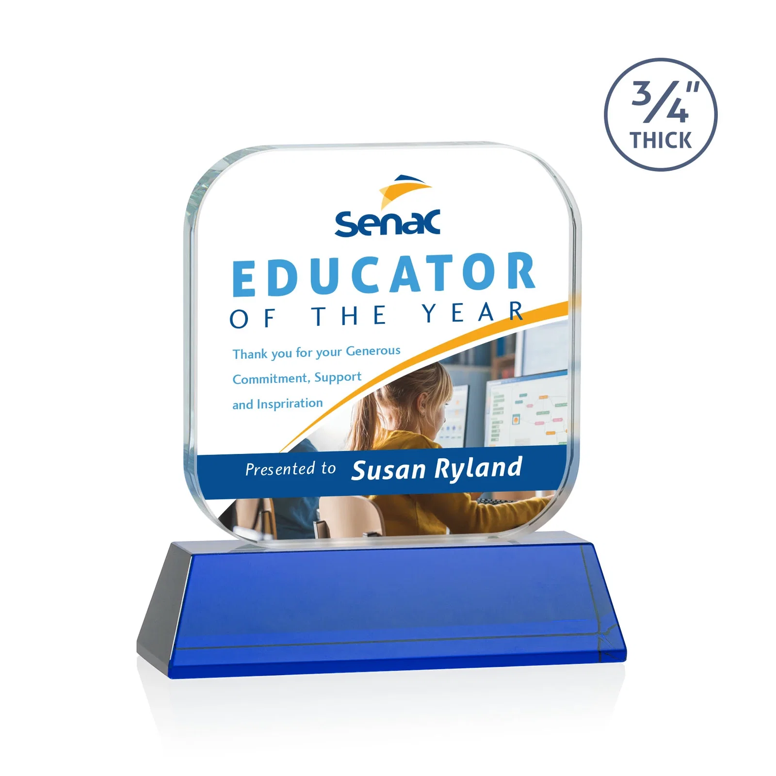 Customized Starfire Crystal App-Icon Award on an Optical Crystal Base, awards for service anniversary gifts