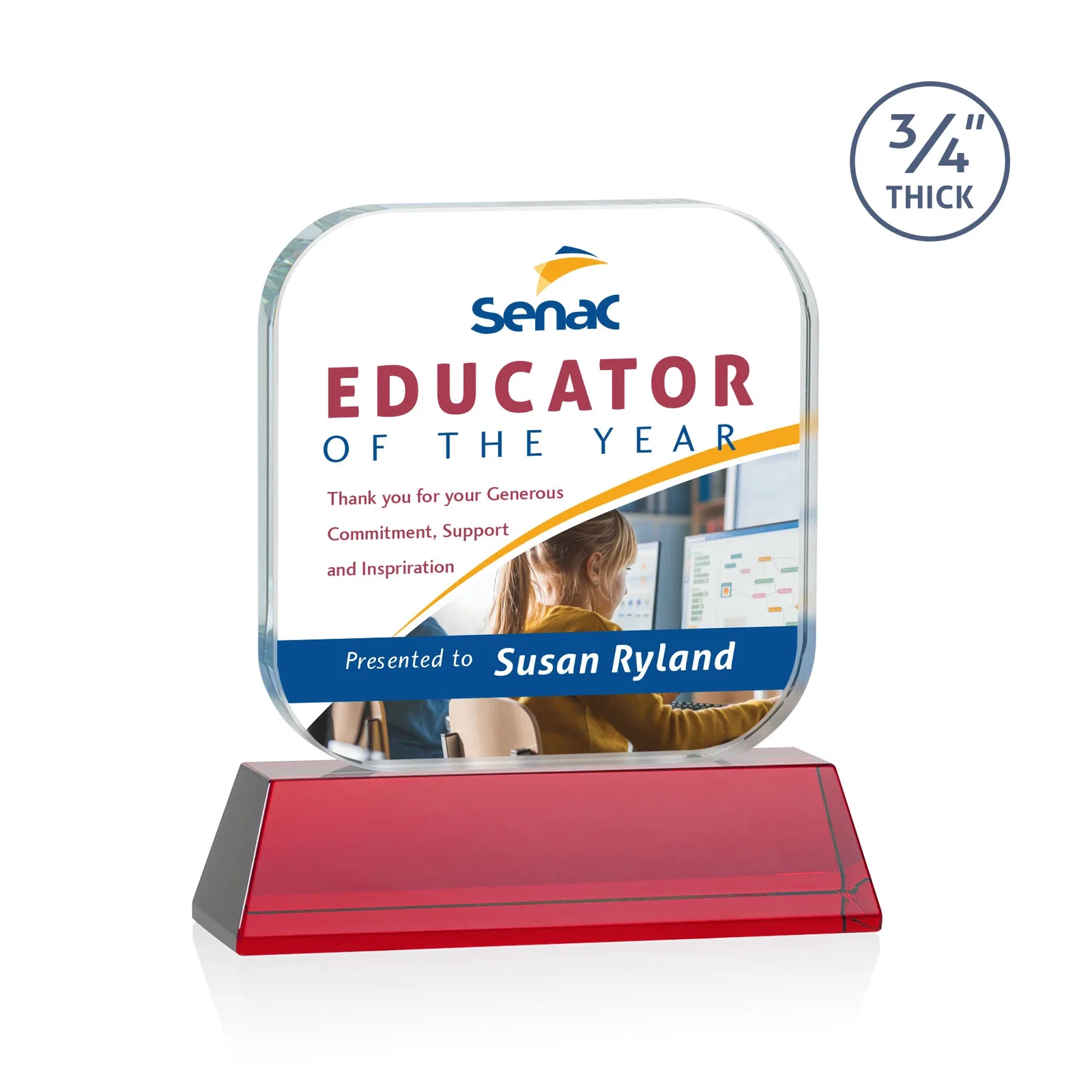 Customized Starfire Crystal App-Icon Award on an Optical Crystal Base, awards for graduation ceremonies