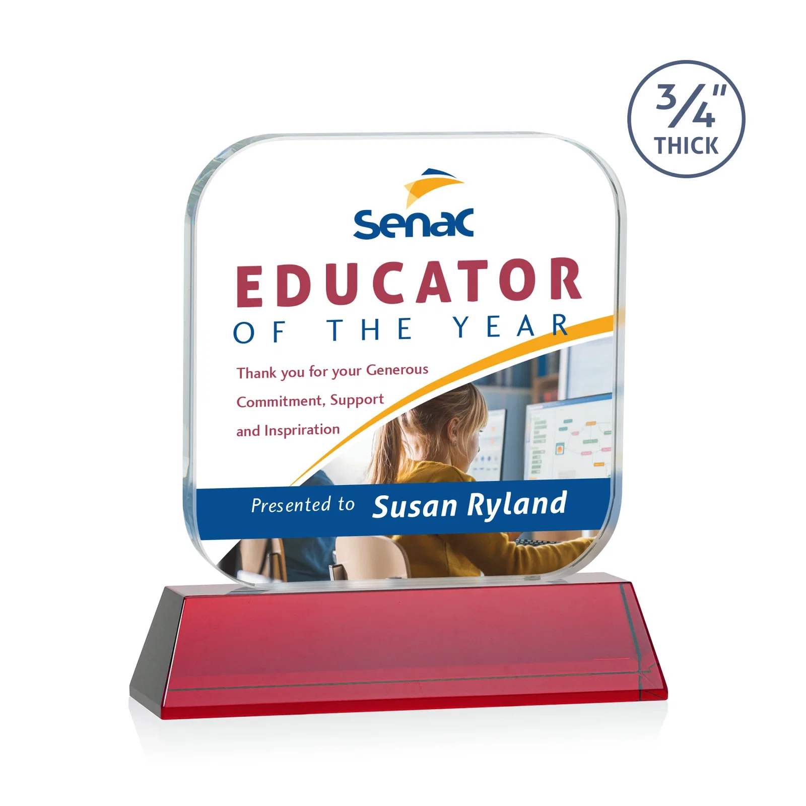 Customized Starfire Crystal App-Icon Award on an Optical Crystal Base, awards for safety achievement programs