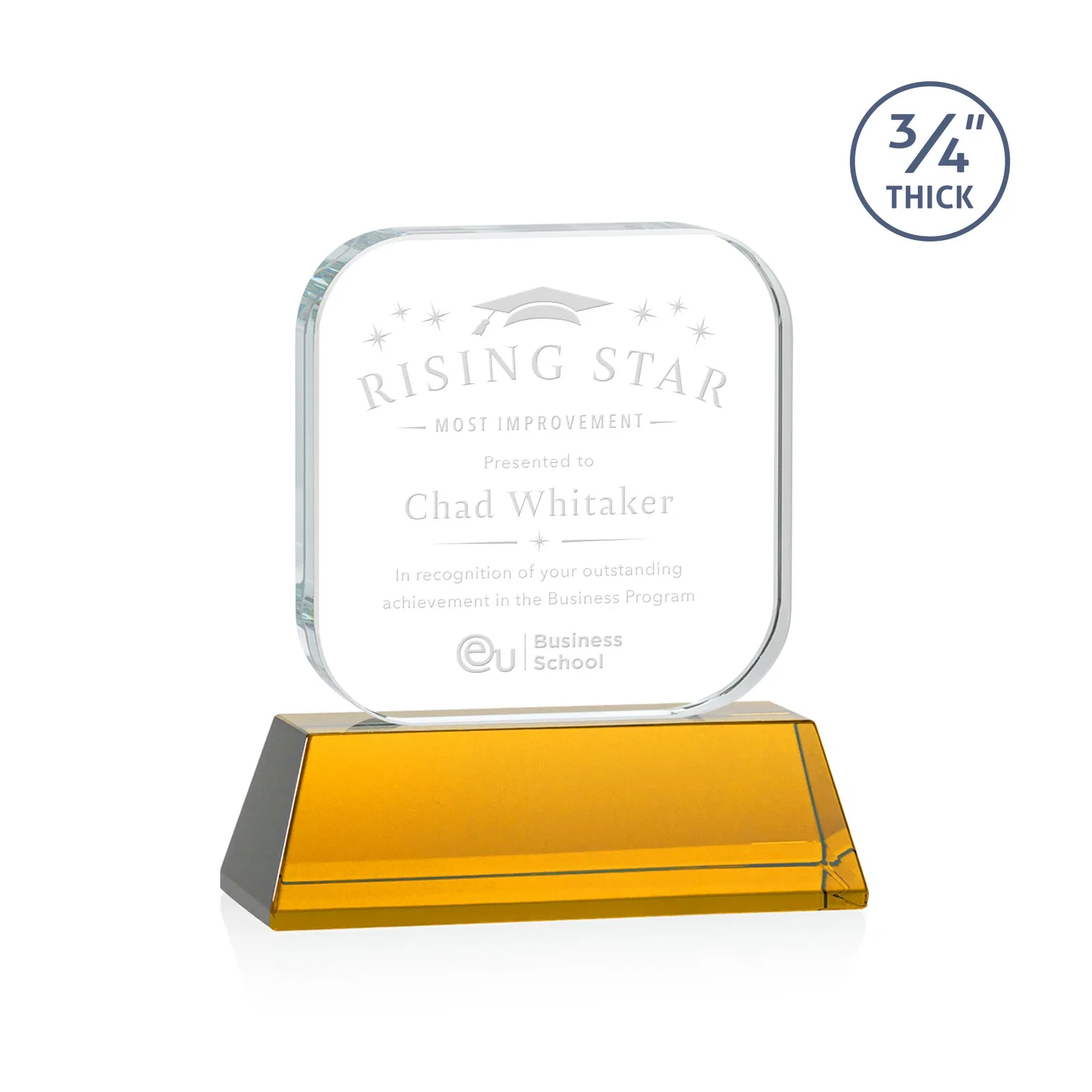 Custom Starfire Crystal App-Icon Award on an Optical Crystal Base, awards for donor appreciation