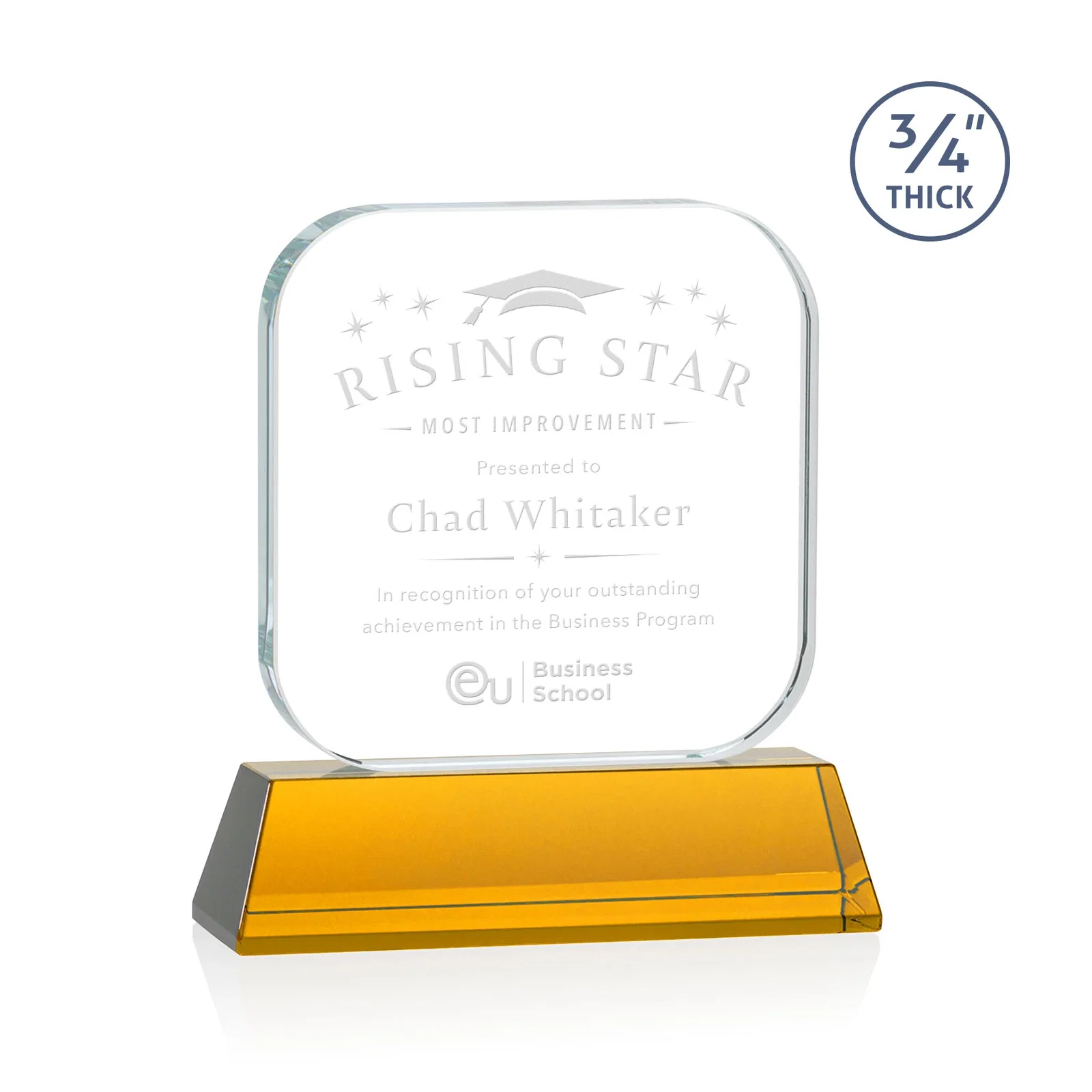 Custom Starfire Crystal App-Icon Award on an Optical Crystal Base, awards for graduation ceremonies