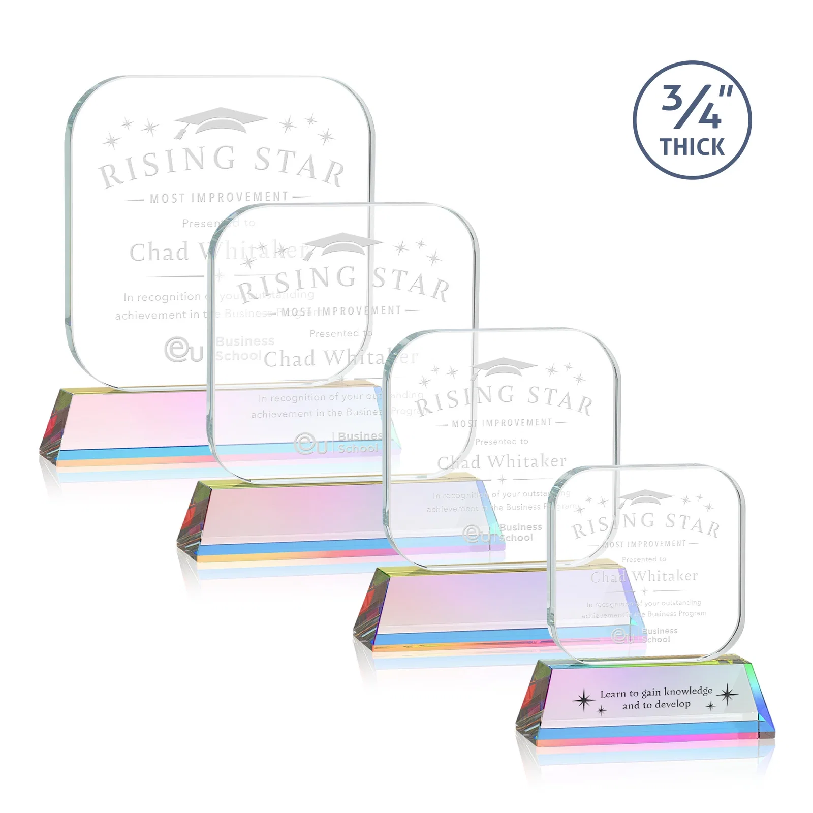 Custom engraved Starfire Crystal App-Icon Award on an Optical Crystal Base, awards for safety achievement programs
