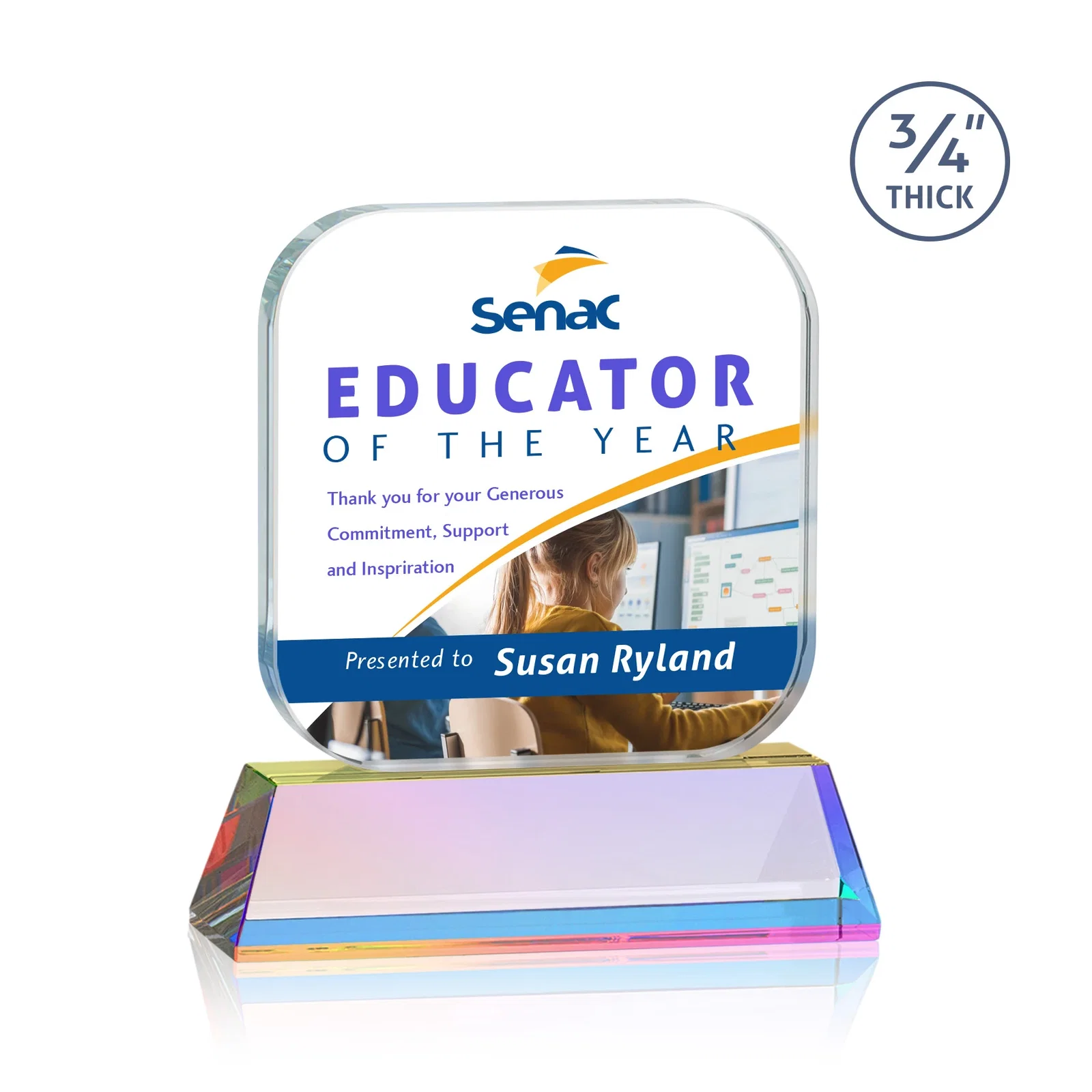 Custom Starfire Crystal App-Icon Award on an Optical Crystal Base, awards, with your logo for sales achievement awards