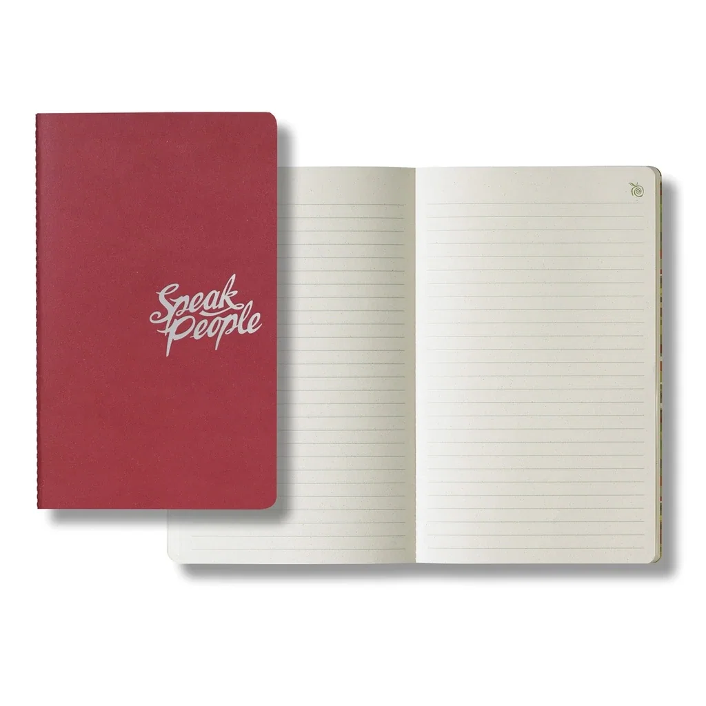 ApPeel Medio Lined Saddle Stitched Apple Page Journal — Jacket Color: Apple Paper Red Delicious — view 2