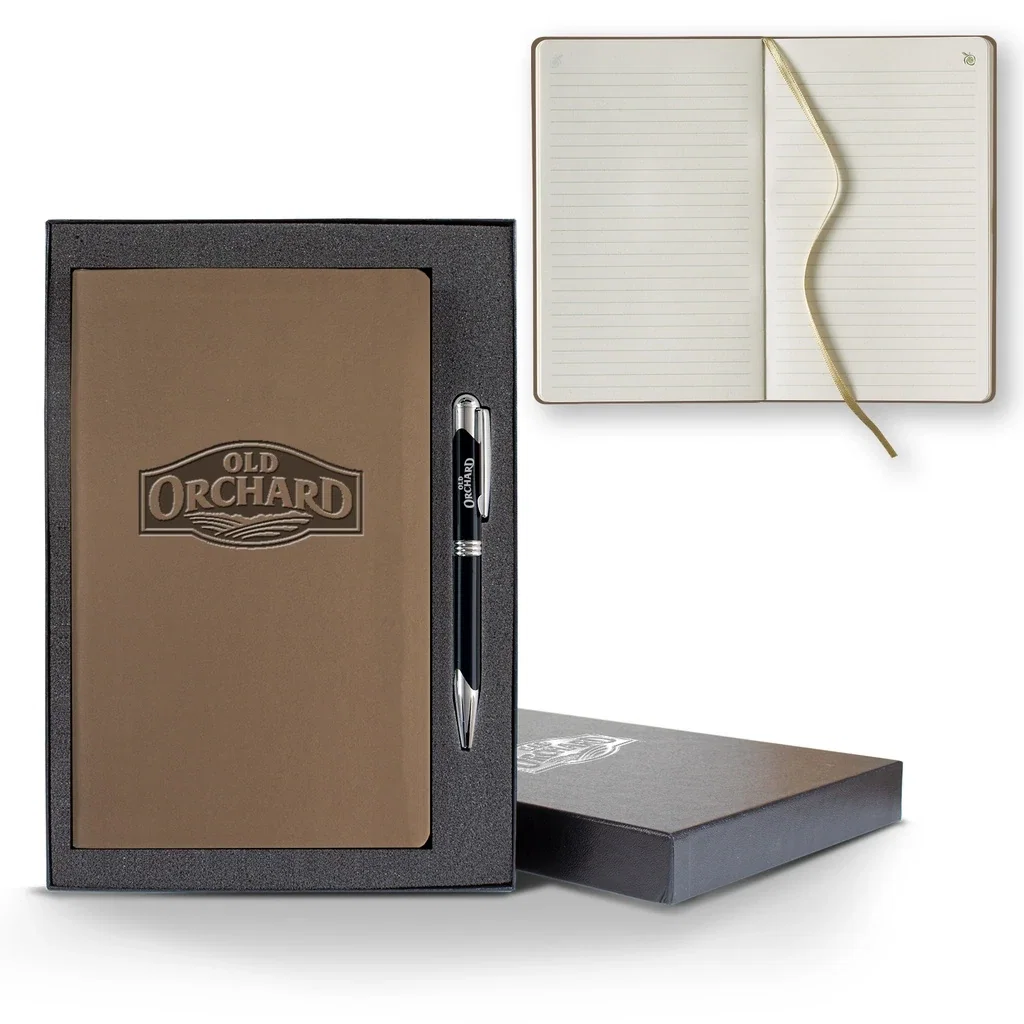 ApPeel Slim Medio Lined Apple Page Journal Gift Set — Jacket Color: Applewood,Pen Color: Black Pen — view 3
