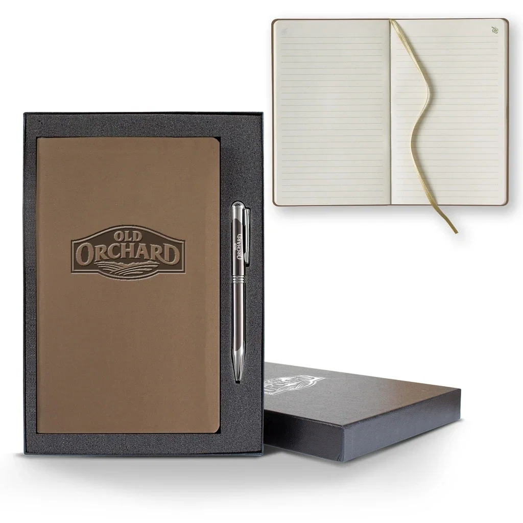 ApPeel Slim Medio Lined Apple Page Journal Gift Set — Jacket Color: Applewood,Pen Color: Gun Metal — view 4