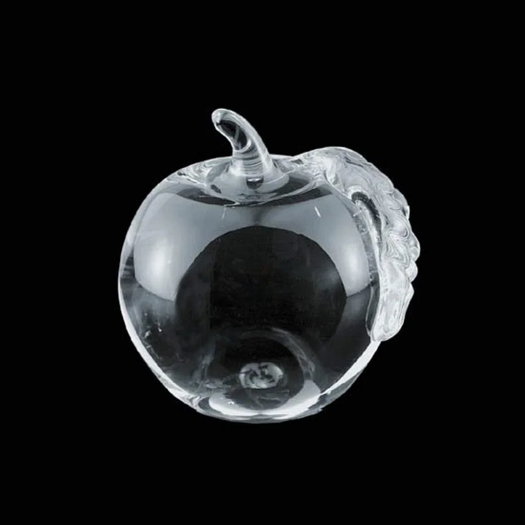 Custom Glass Apple Award, 2.75"-3.5" with Molded Stem and Leaf, teacher appreciation gift for sales achievement awards