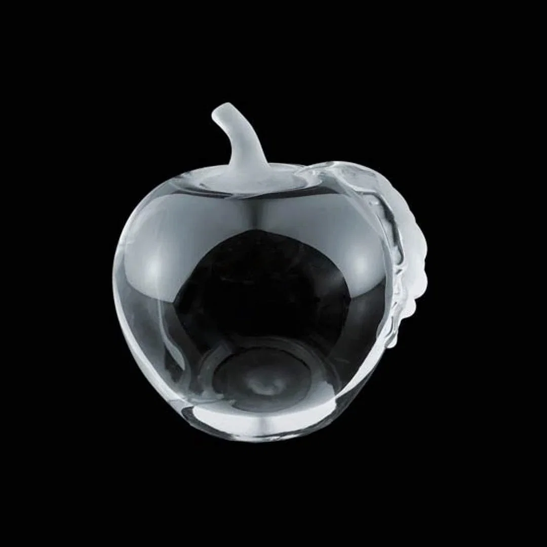 Custom Glass Apple Award, 2.75"-3.5" with Molded Stem and Leaf, teacher appreciation gift for team milestone celebrations