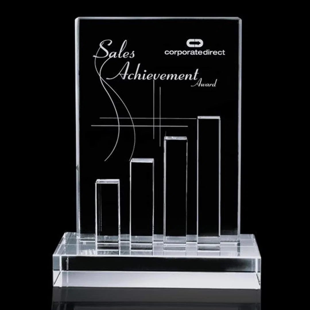 Custom Sculpted Optical Crystal Rectangle Award with Extra Depth, awards for employee recognition
