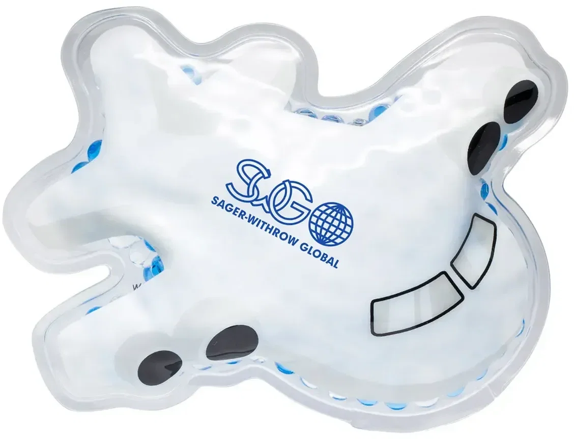 Aqua Pearls Airplane Hot/Cold Pack, custom promotional airplane-shaped therapy pack with logo