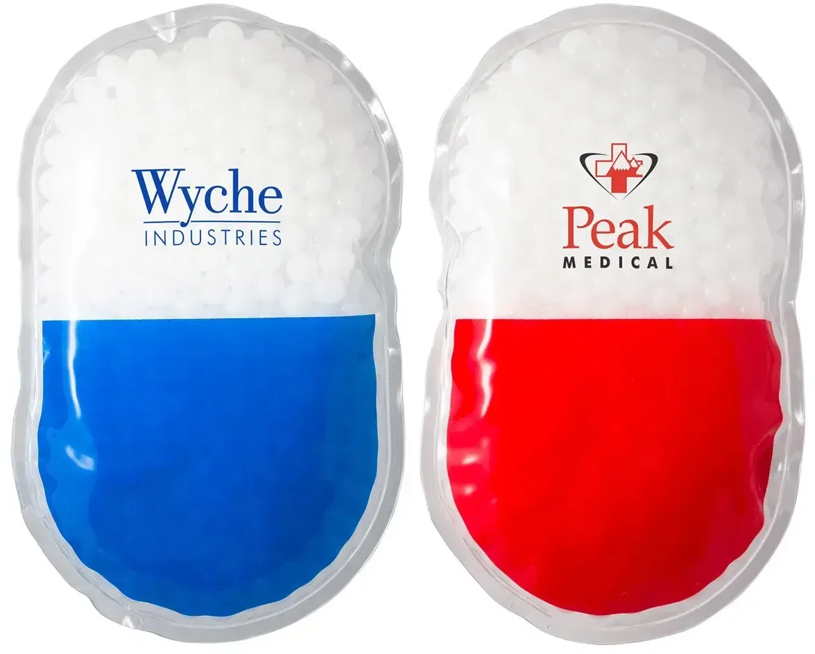 Aqua Pearls Capsule Hot/Cold Pack, custom therapy pack shaped like a capsule with branded logo