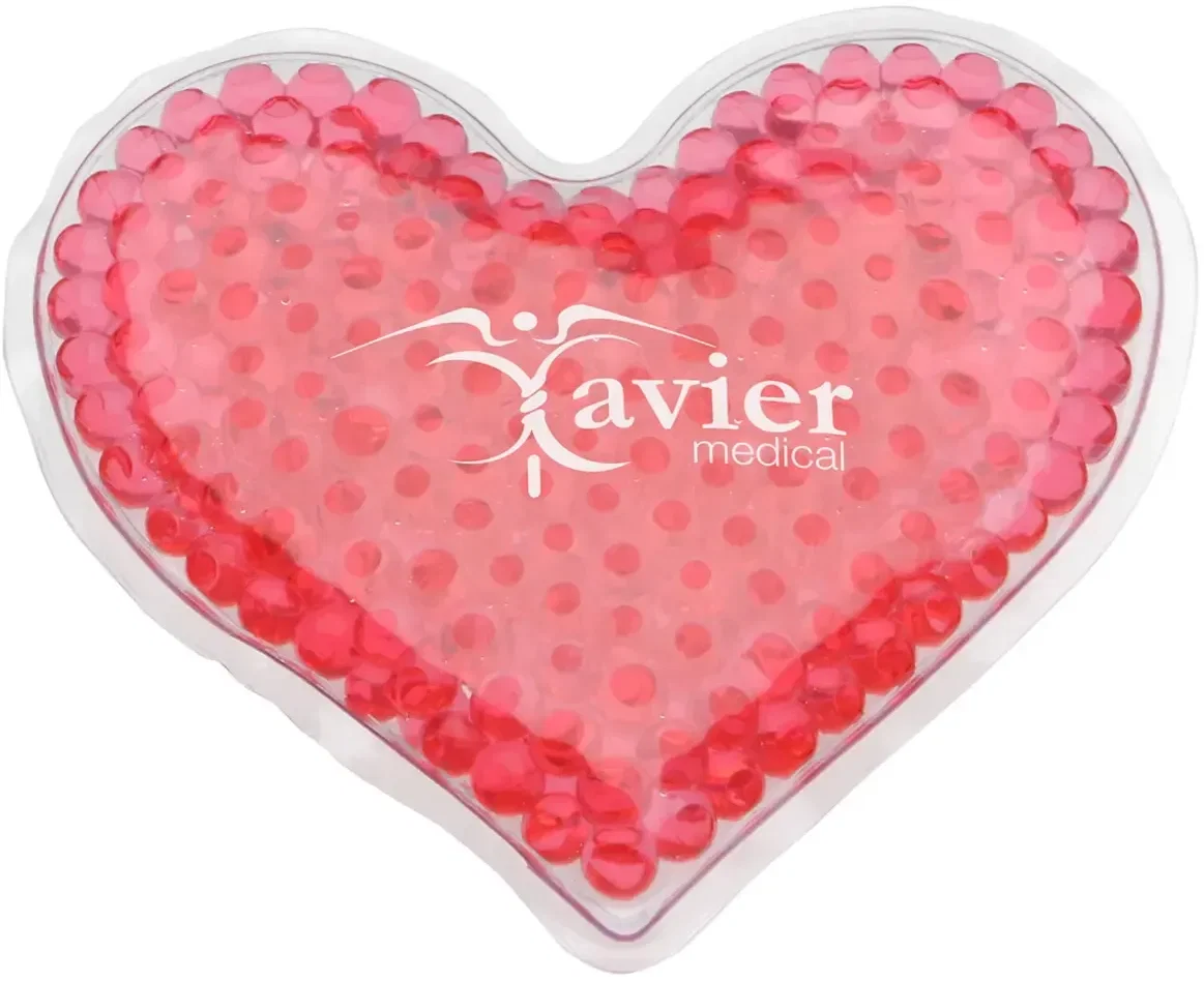 Aqua Pearls Heart Hot/Cold Pack, custom therapy pack shaped like a heart with branded logo space
