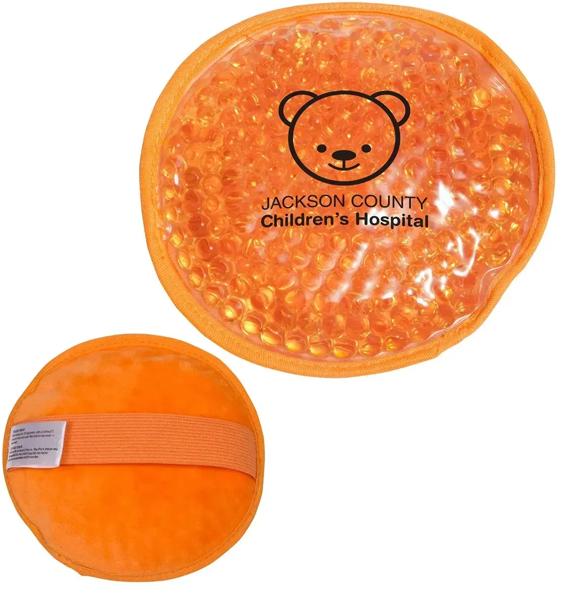 Branded Aqua Pearls round hot and cold pack showing smooth reverse side